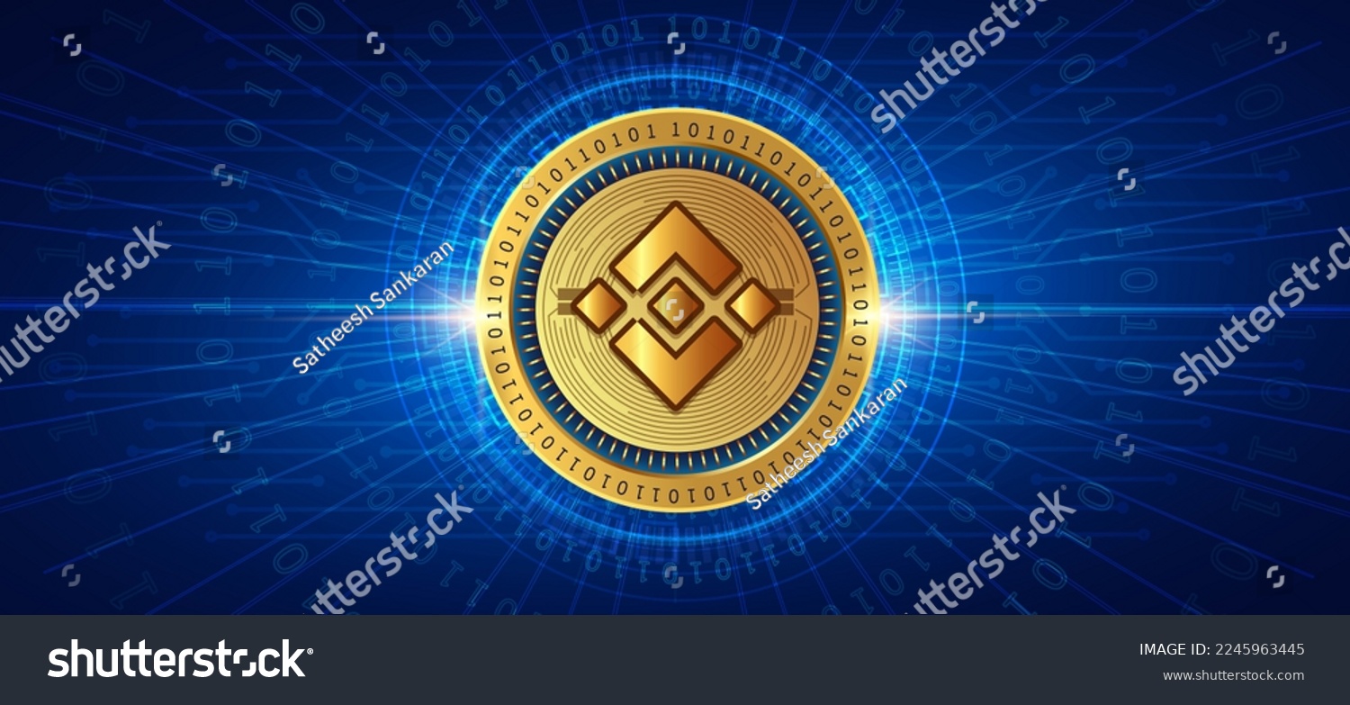 SVG of Binance BNB crypto currency coin on futuristic technology background vector.  Blockchain based virtual money concept banner, poster and wallpaper illustration svg