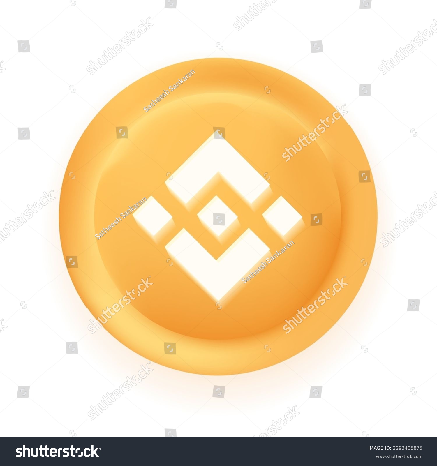 SVG of Binance BNB crypto currency 3D coin vector illustration isolated on white background. Can be used as virtual money icon, logo, emblem, sticker and badge designs. svg