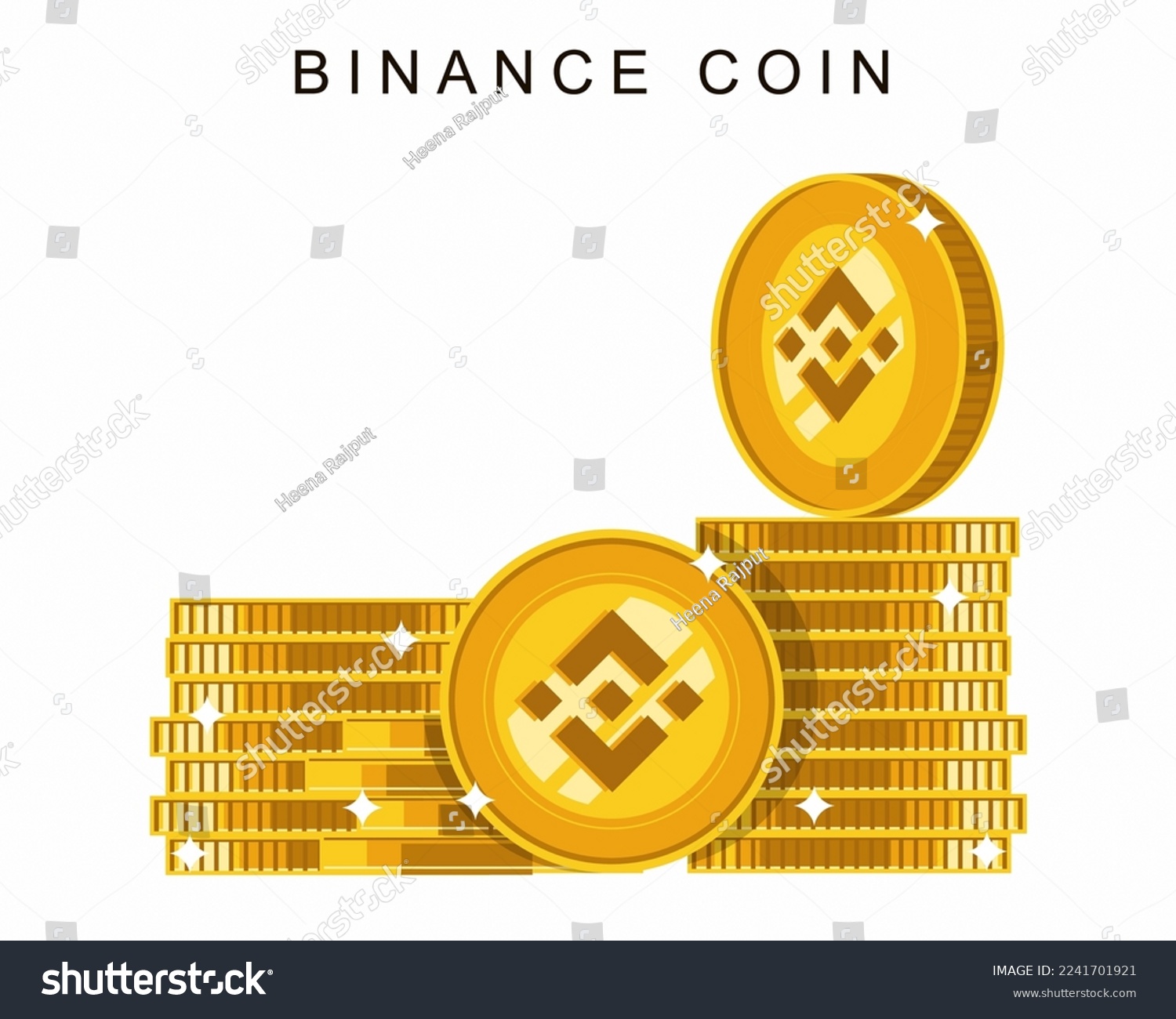 SVG of Binance coin cryptocurrency with pile of coins cryptocurrency concept. svg