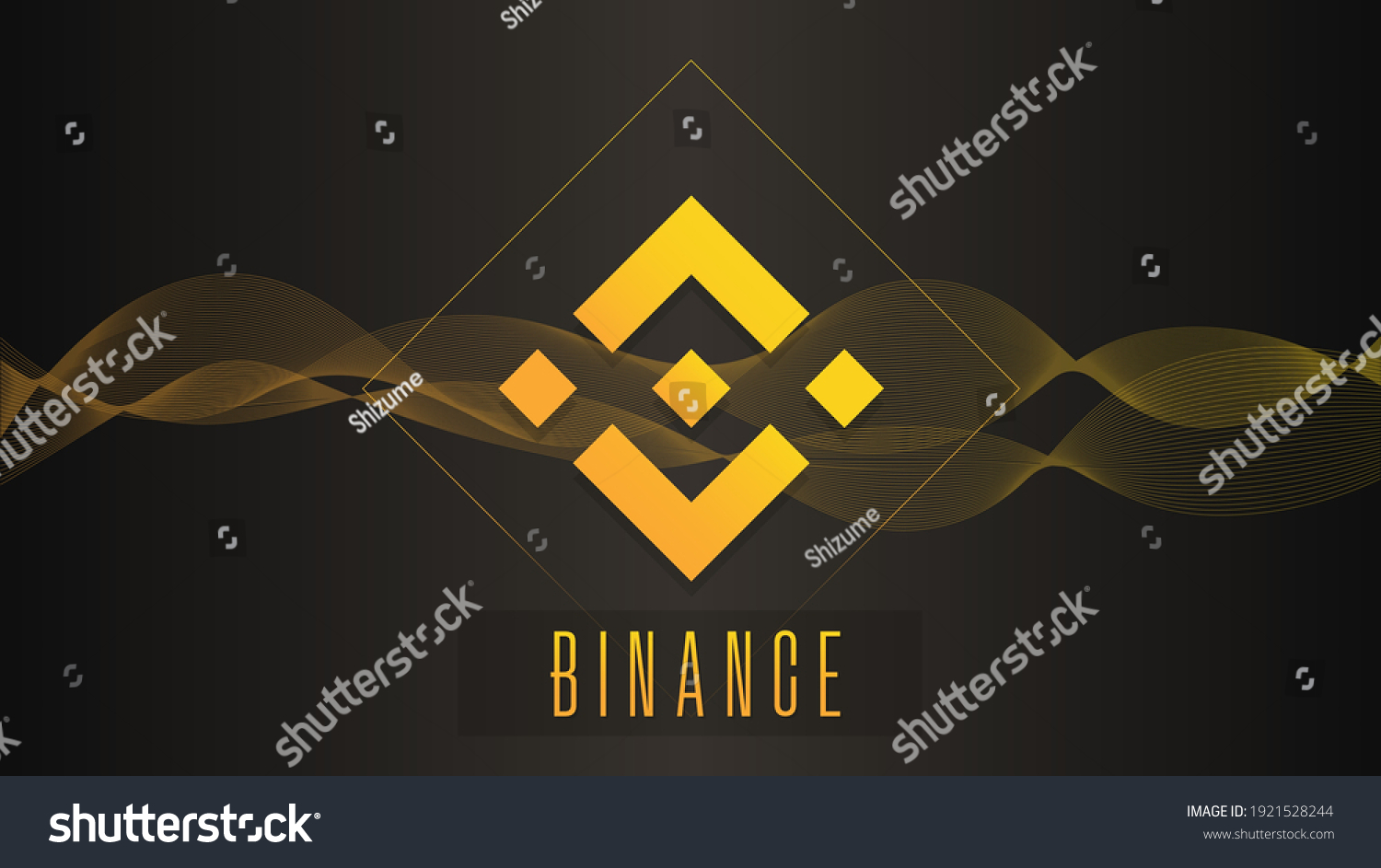 SVG of Binance cryptocurrency colorful gradient logo on dark background with thin line wave. svg
