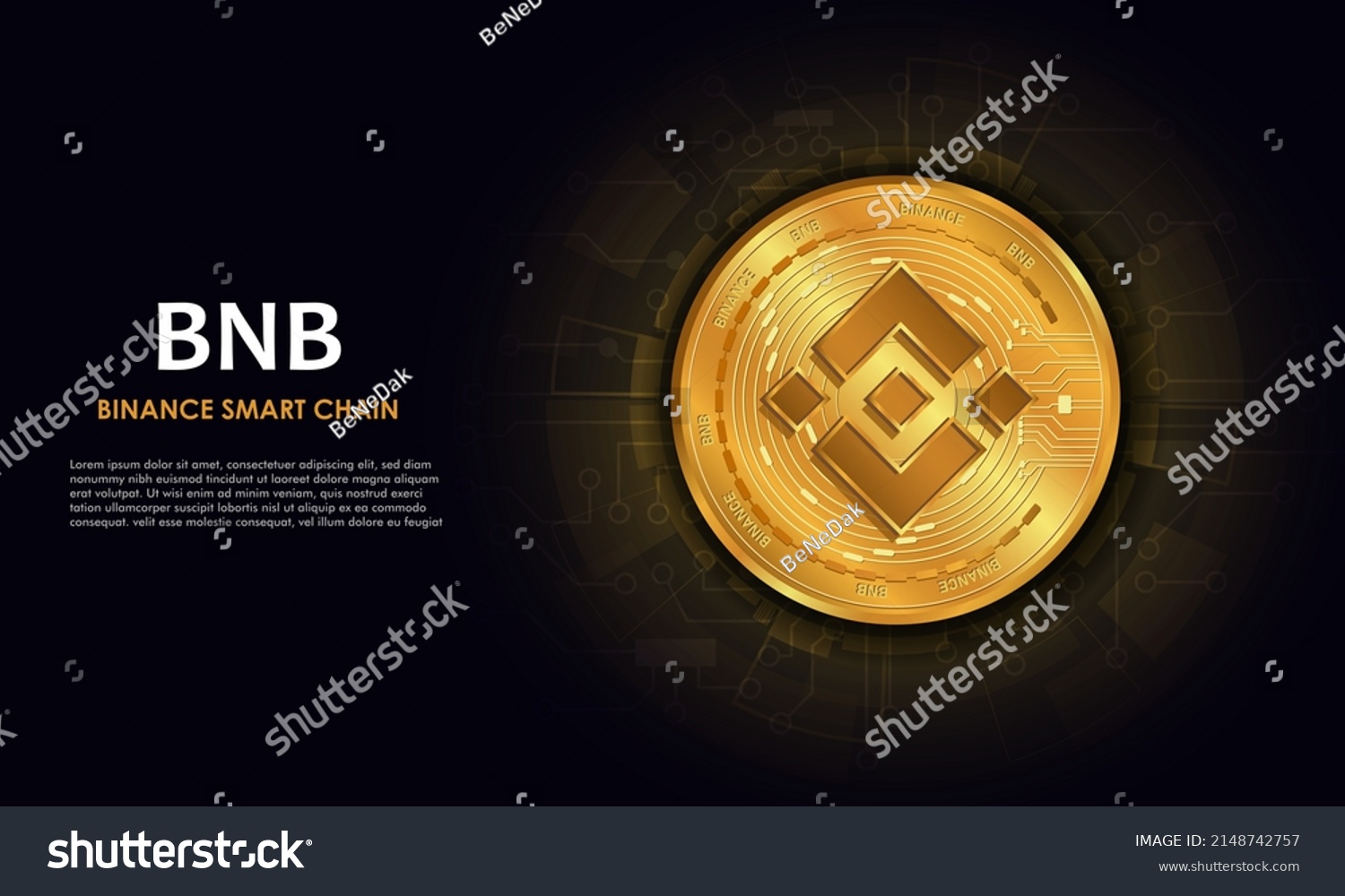 SVG of Binance samart chain BNB.Technology background with circuit.BNBlogo.Crypto currency concept. svg