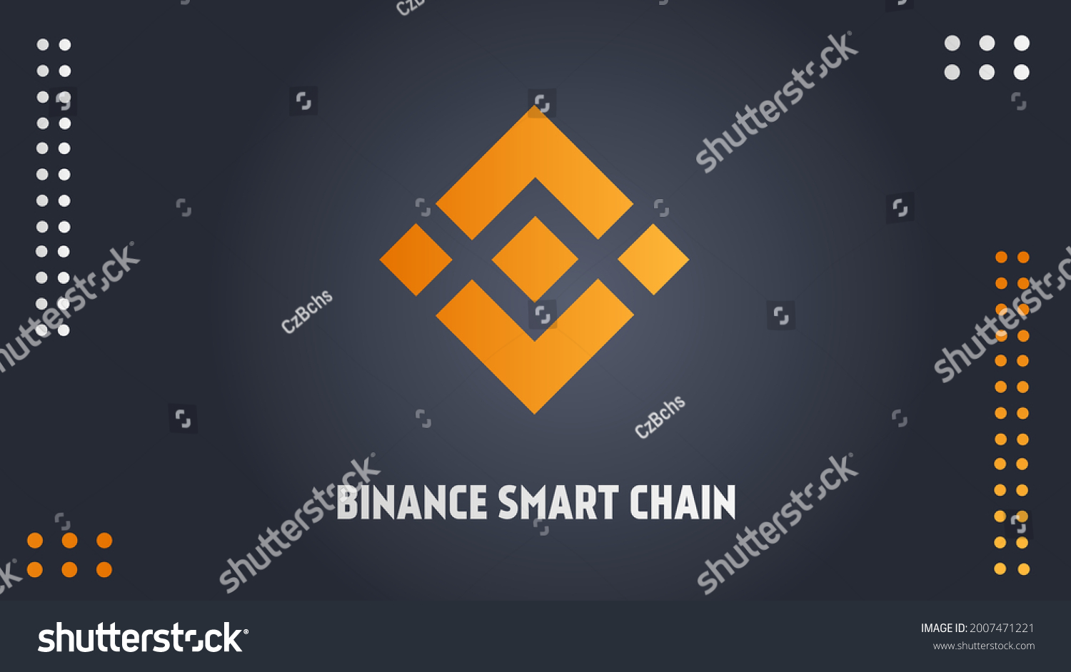 SVG of Binance Smart Chain, BSC,BNB banner with dark background.  For Blockchain, cryptocurrencies.  Flat design minimalist gradient eps 10 svg