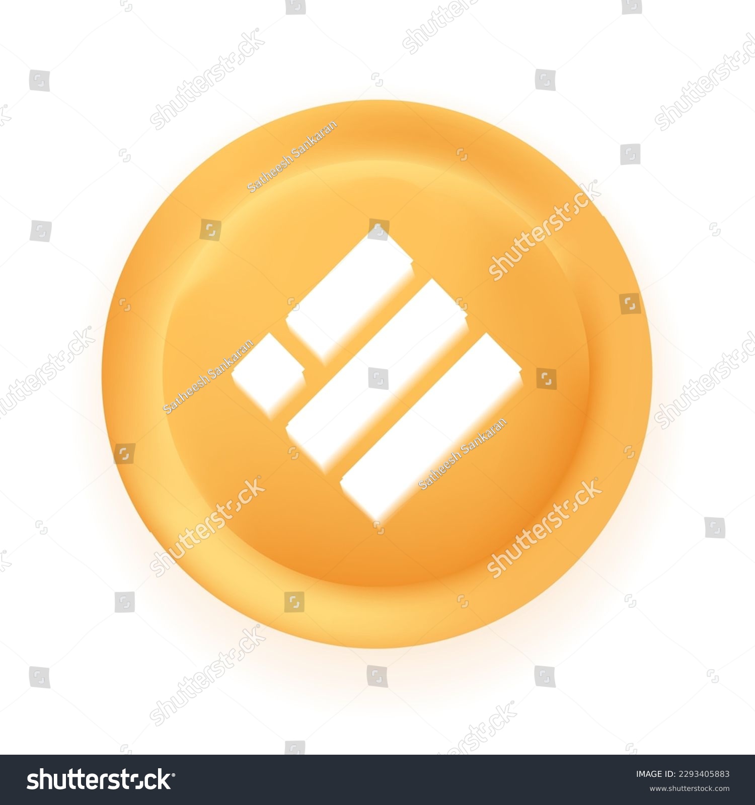 SVG of Binance USD (BUSD) crypto currency 3D coin vector illustration isolated on white background. Can be used as virtual money icon, logo, emblem, sticker and badge designs. svg