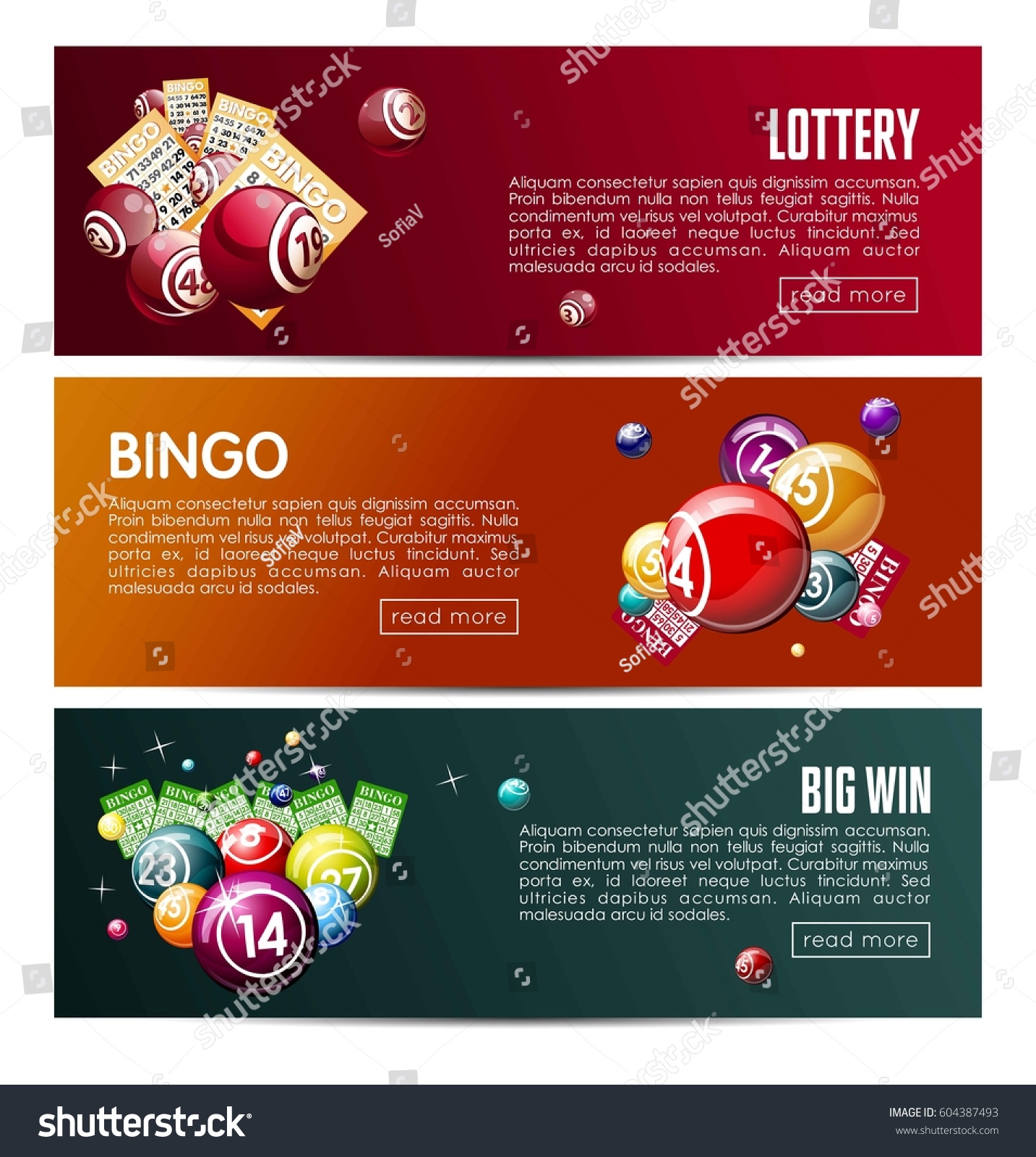 Bingo Lotto Lottery Web Banners Templates Stock Vector Royalty Free 604387493