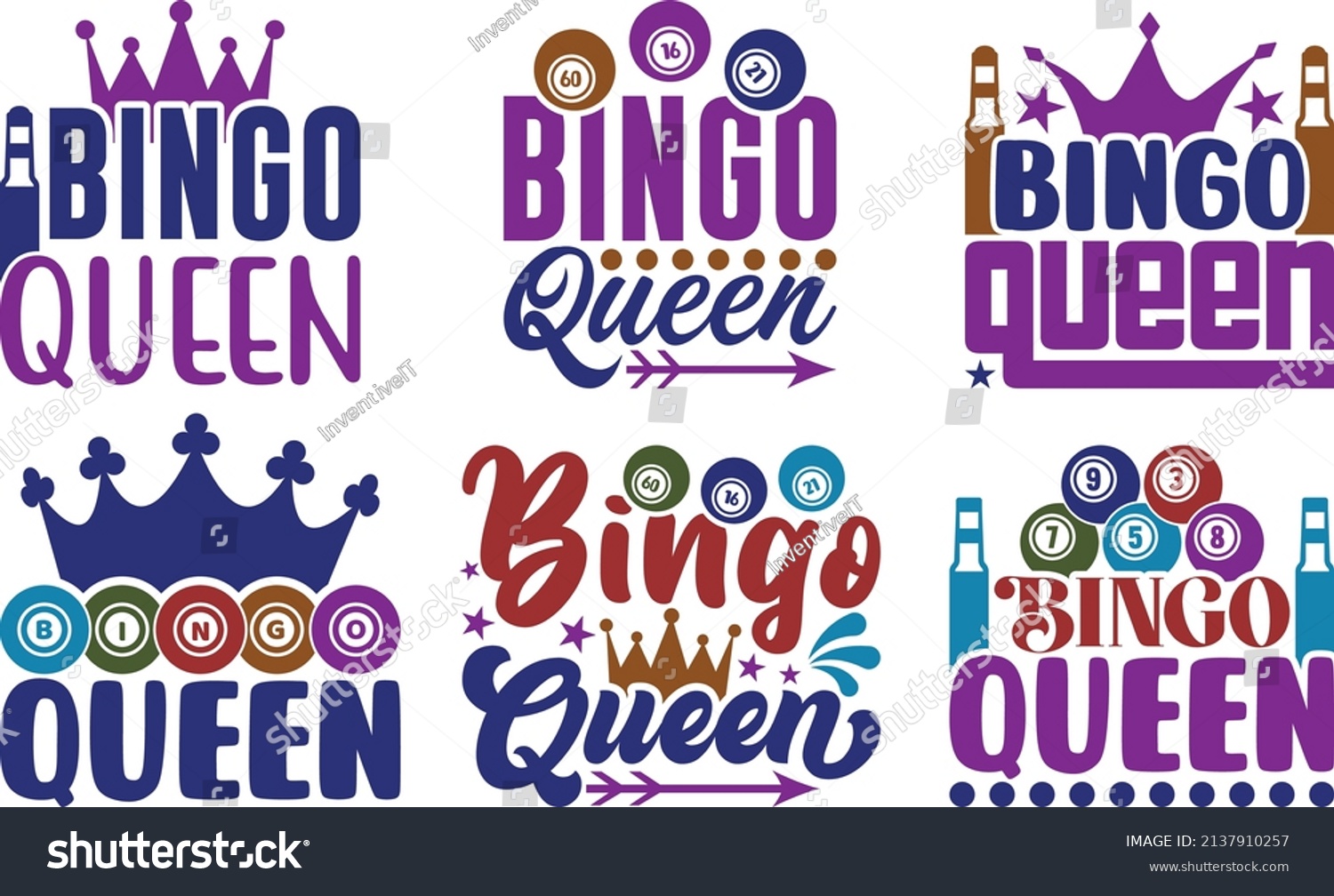 Bingo Queen Printable Vector Illustration Stock Vector (Royalty Free