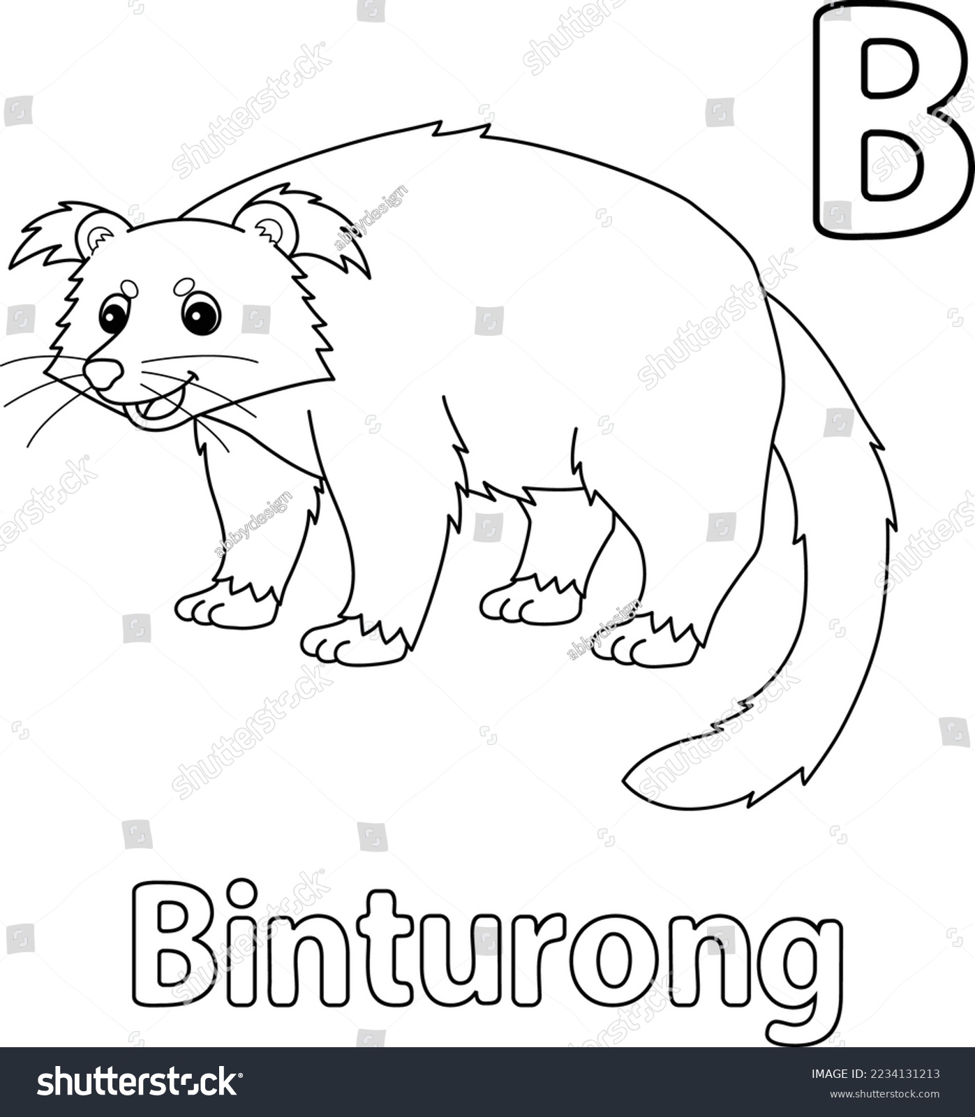 SVG of Binturong Animal Alphabet ABC Isolated Coloring B svg