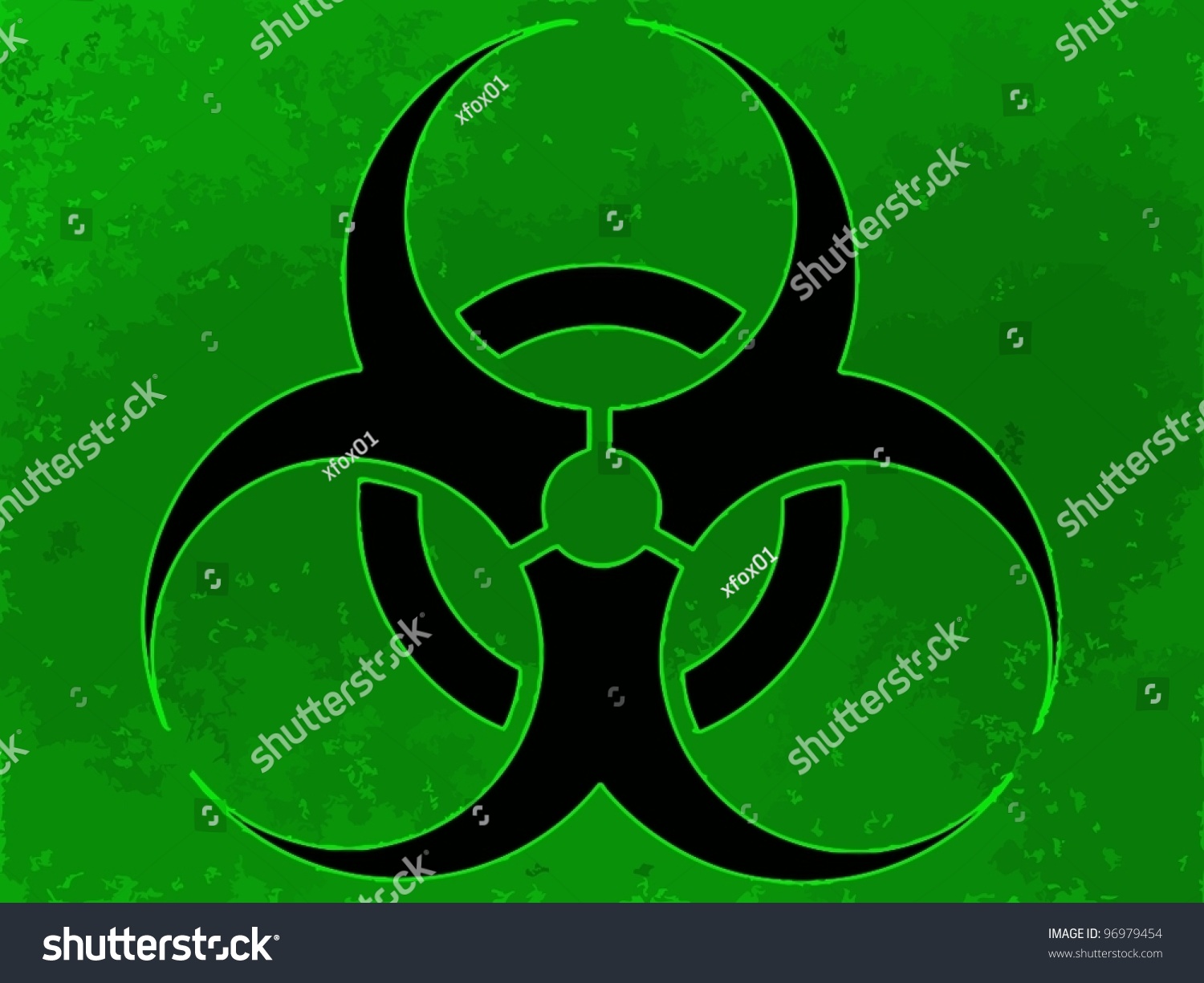 Bio Hazard Symbol On Green Background Stock Vector Royalty Free 96979454