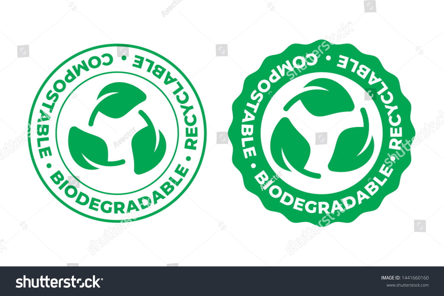 SVG of Biodegradable, compostable and recyclable vector icon. Bio recycling eco friendly package green leaf stamp logo svg