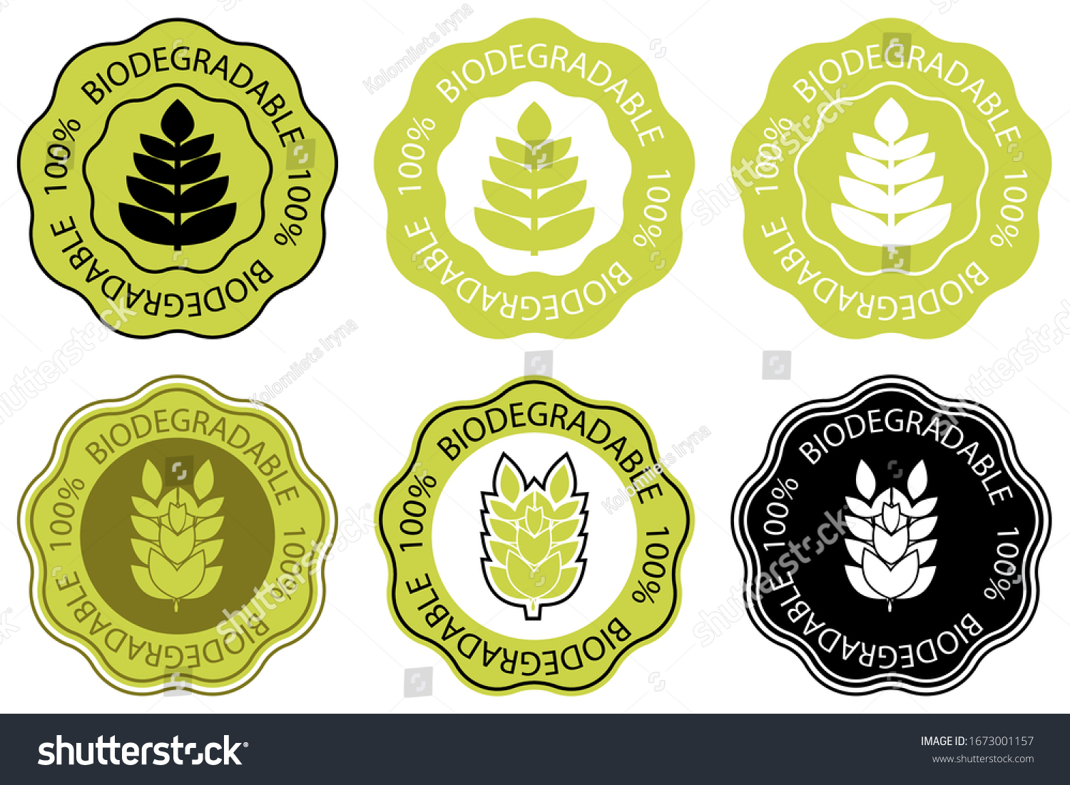 SVG of Biodegradable icon. One hundred percent biodegradable label. Set of round stamps with lettering 