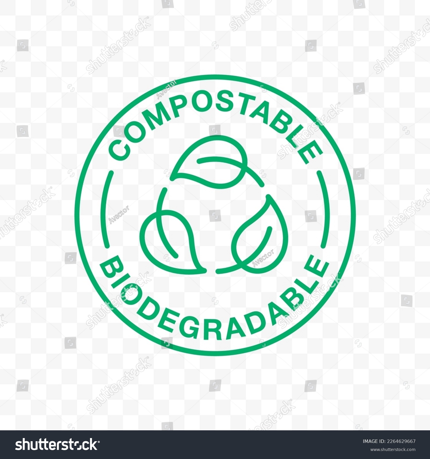 SVG of Biodegradable icon or compostable eco plastic, vector leaf label. Bio degradable stamp, green recycle circle symbol, for eco friendly organic and recyclable packs svg