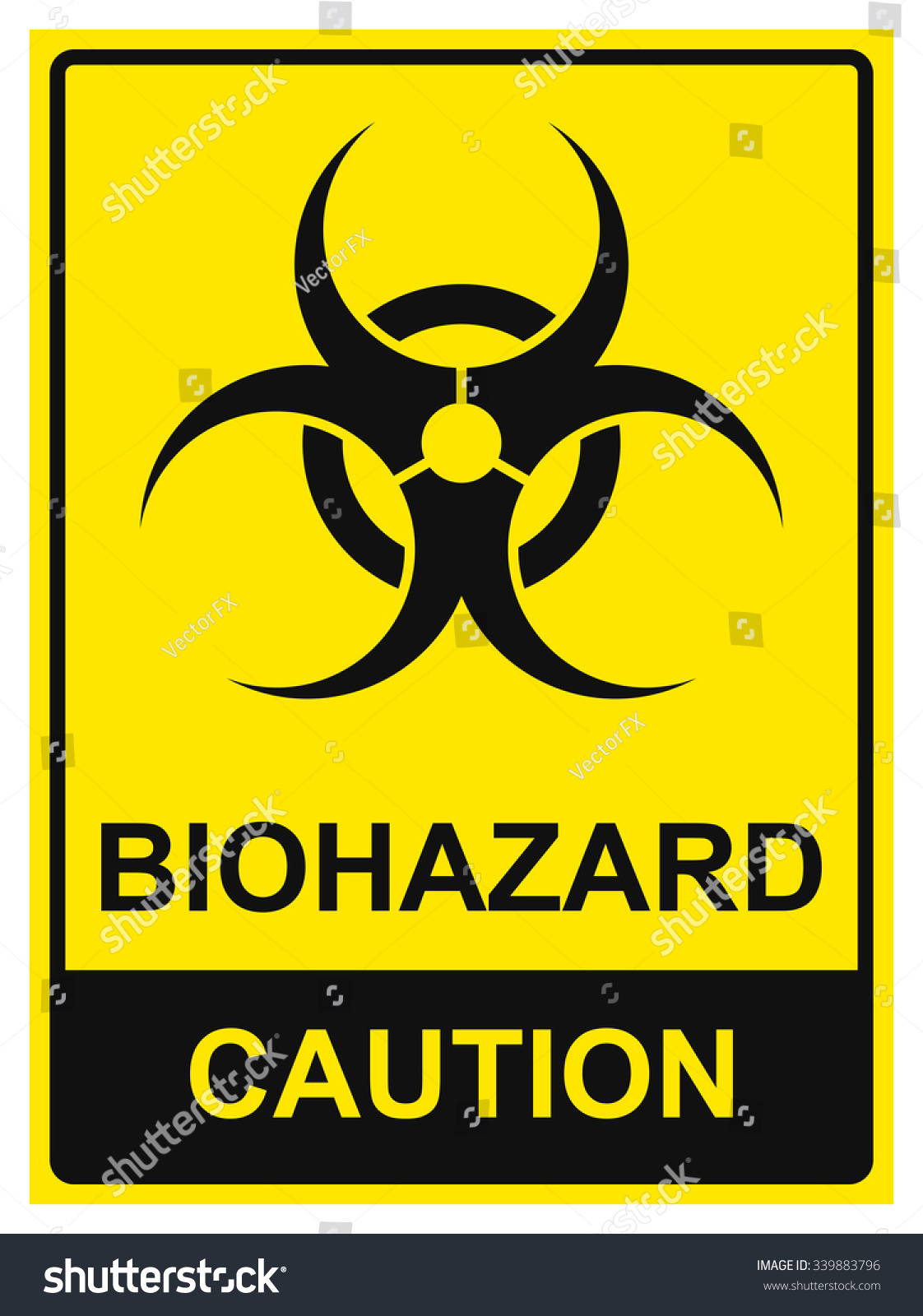 Biohazard Caution Sign. Vector Illustration. Yellow, Black Rectangle ...