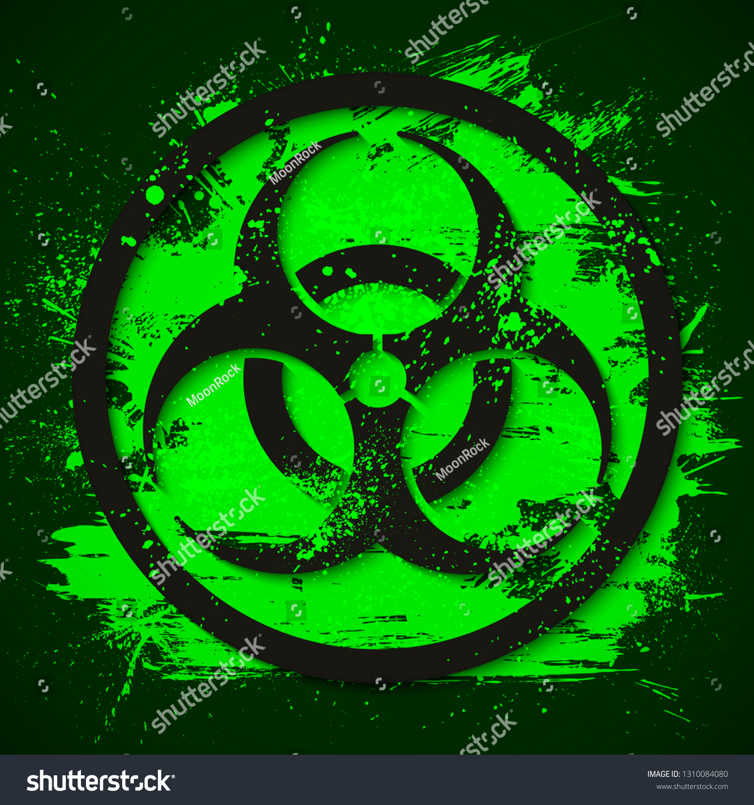 緑の粘液背景にバイオハザード危険標識 有毒廃棄物のベクターイラスト のベクター画像素材 ロイヤリティフリー
