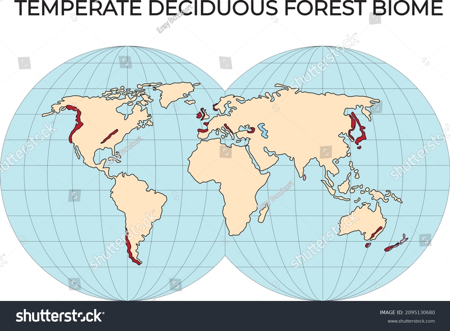 SVG of Biomes. Terrestrial ecosystem is a community of living organisms. Biotope: montane, desert, tropics, savanna, steppe, mediterranean, mixed forest, taiga, tundra and polar desert. world map svg