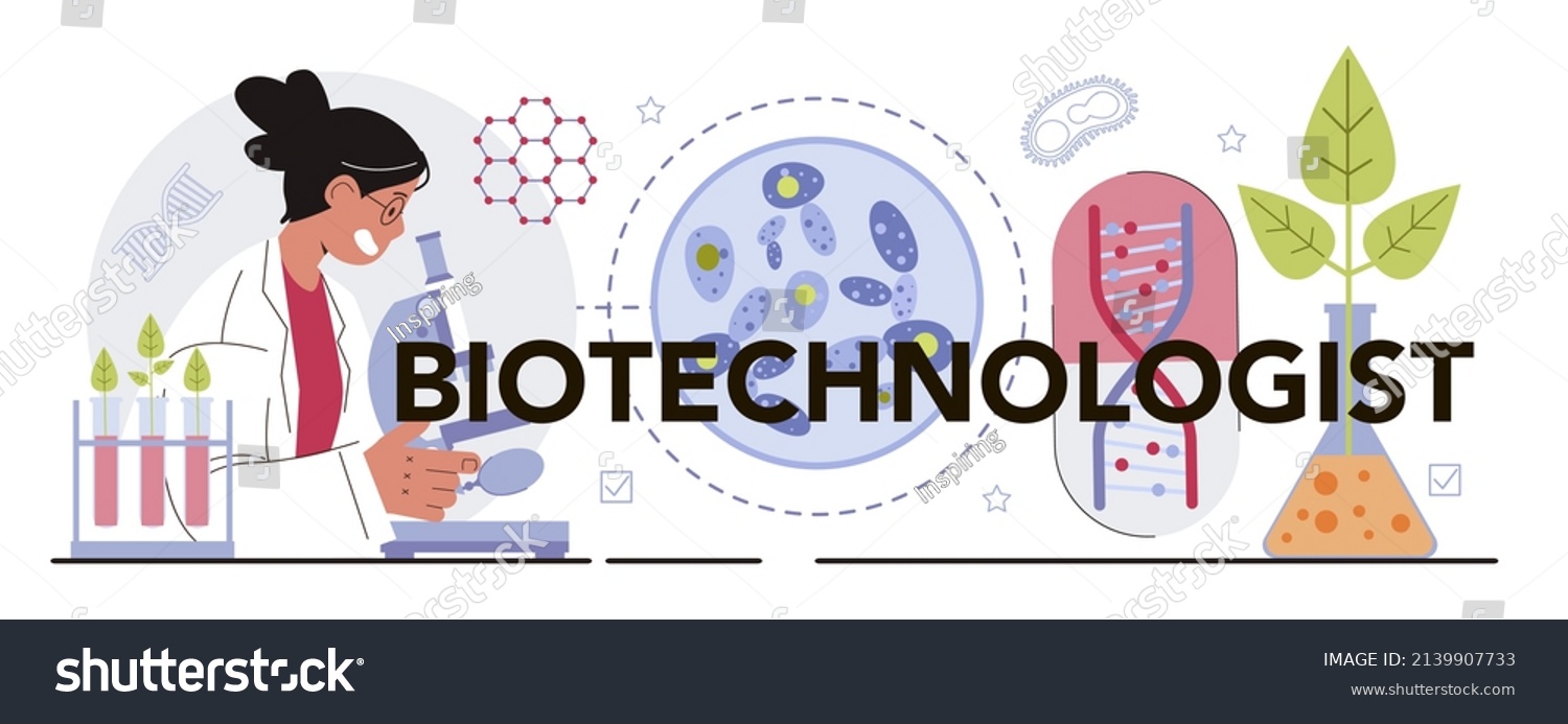 Biotechnologist Typographic Header Cellular Biomolecular Processes ...