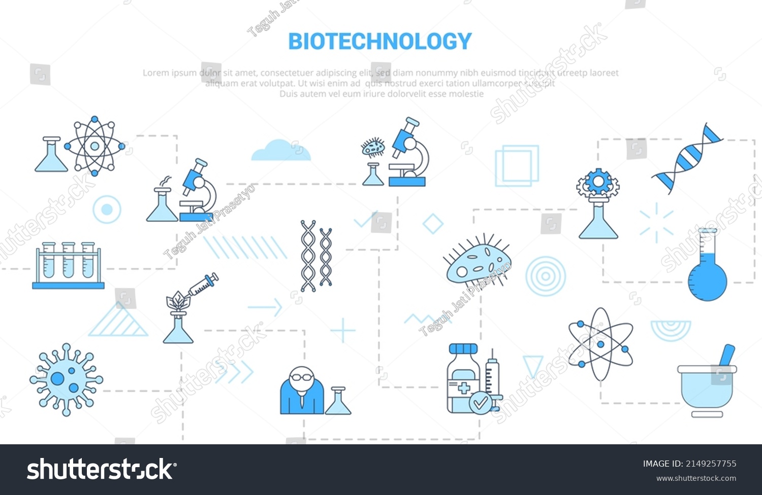 Biotechnology Concept Icon Set Template Banner Stock Vector (Royalty ...