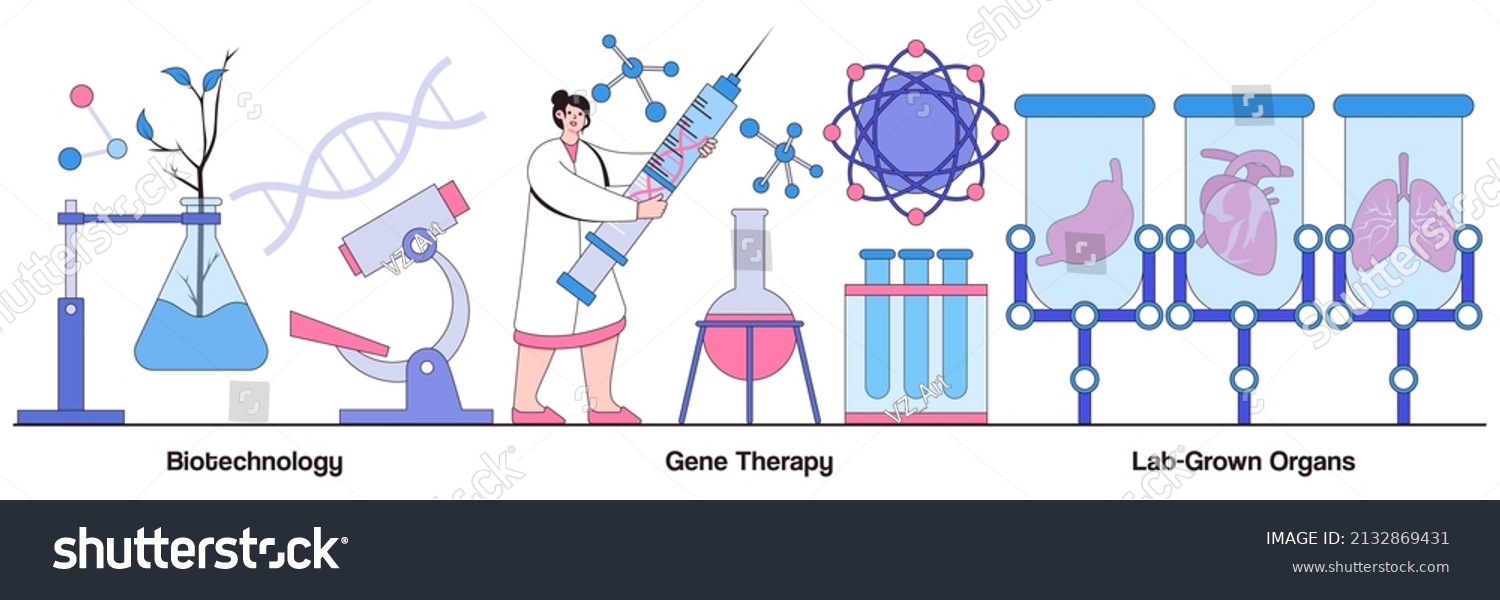 Biotechnology Gene Therapy Labgrown Organs Concepts Stock Vector ...