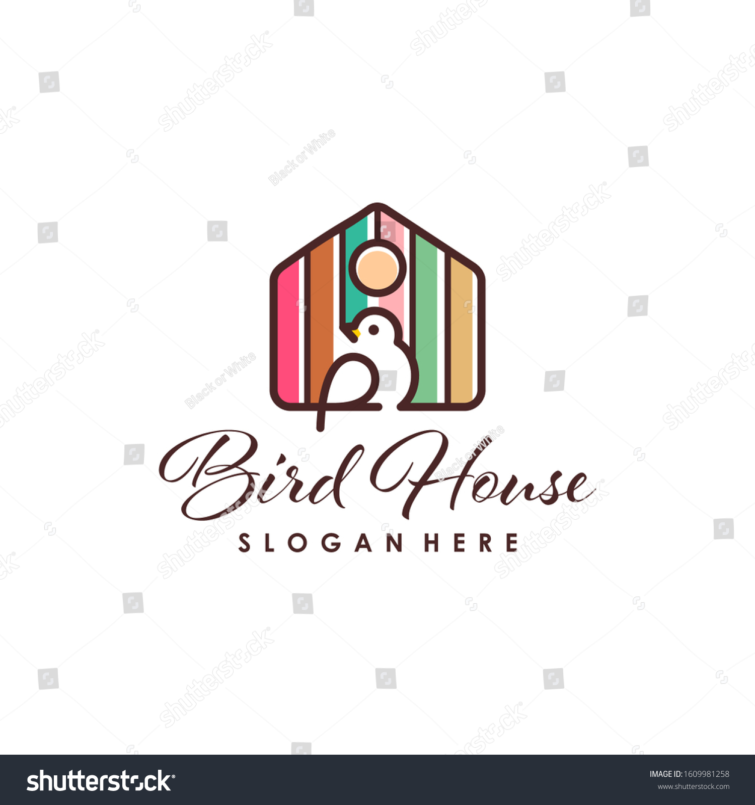 Bird House Logo Design Vector Template Stock Vector (royalty Free 