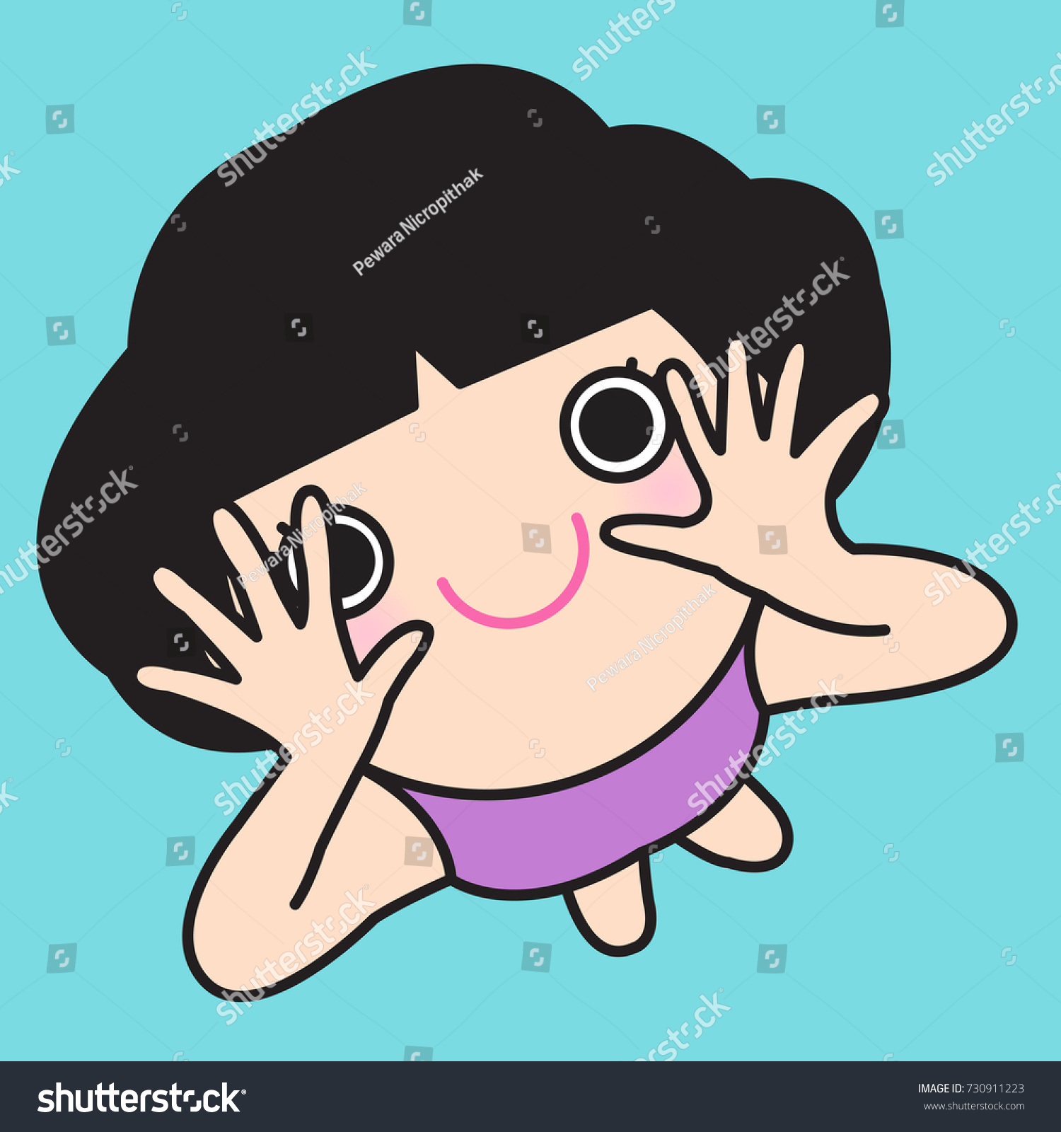 SVG of Birds Eye View Of Girl Saying Hello Concept Card Character illustration svg