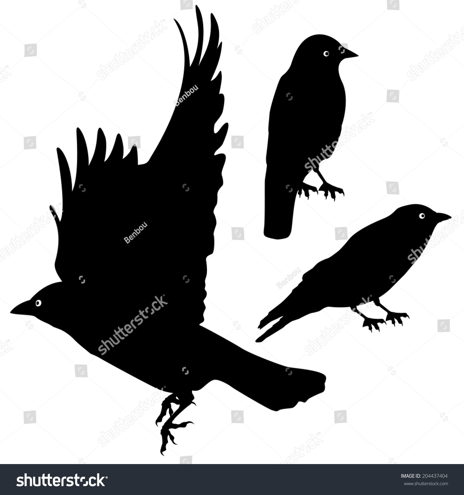 Birds Silhouette Template Set Plus Eps10 Stock Vector (Royalty Free ...