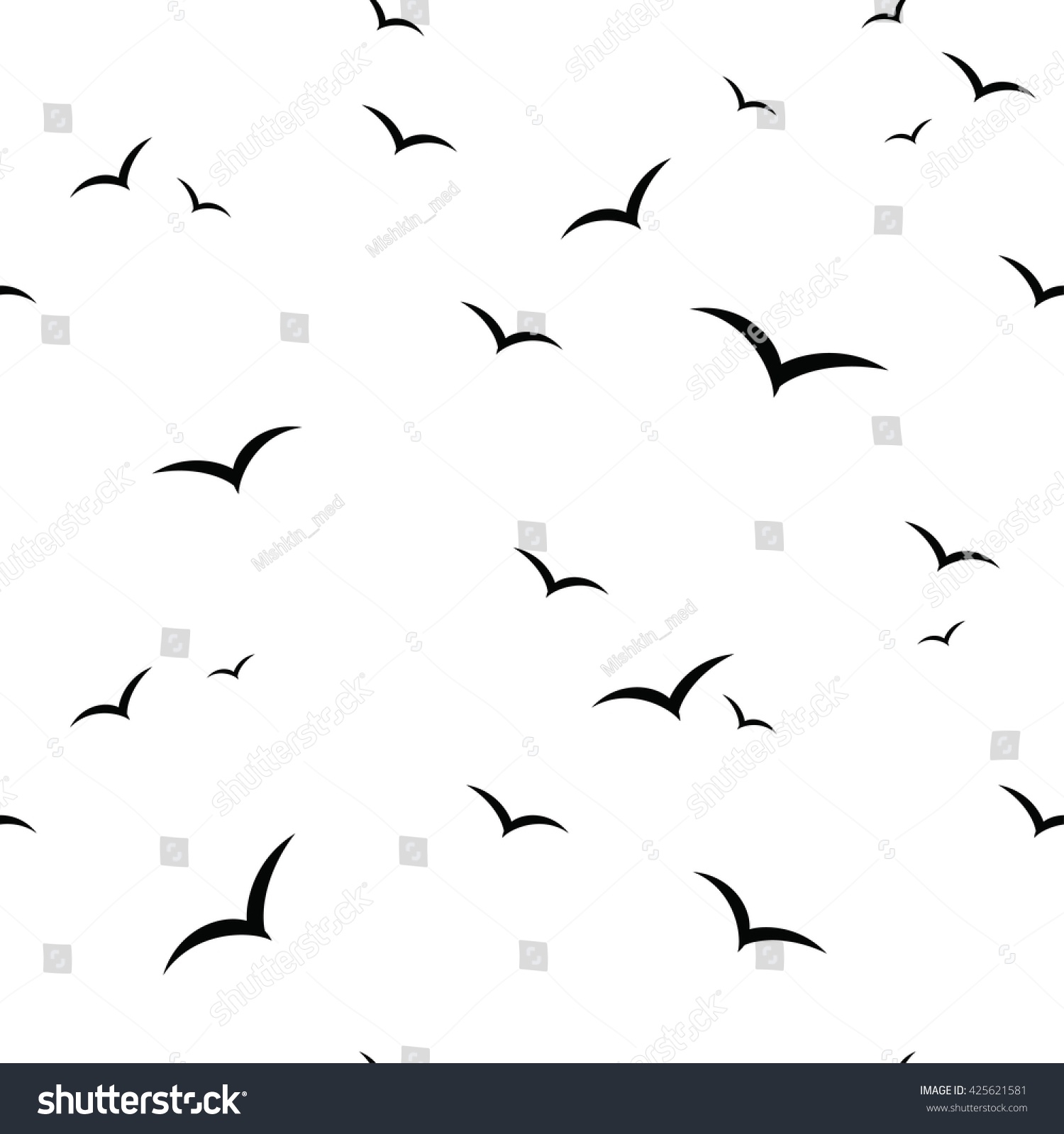Birds Vector Black White Seamless Pattern: เวกเตอร์สต็อก (ปลอดค่า ...