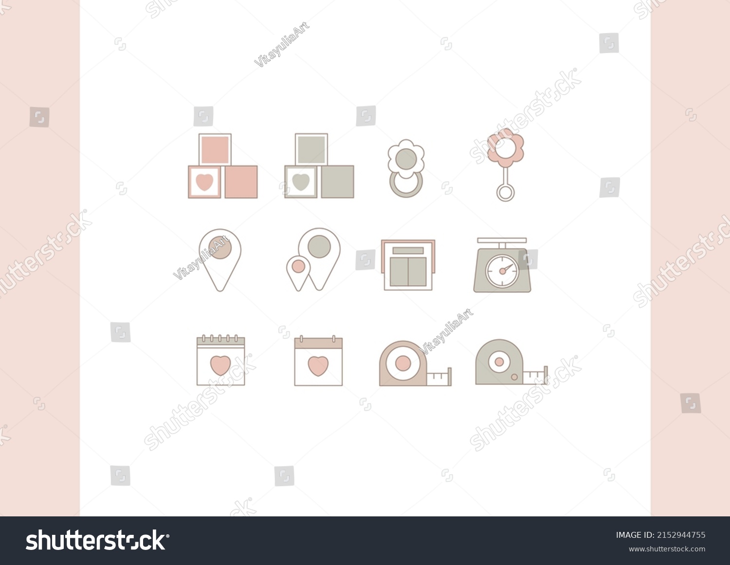 SVG of Birth Stats icons. Birth Announcement design. Age, weight, height icons svg