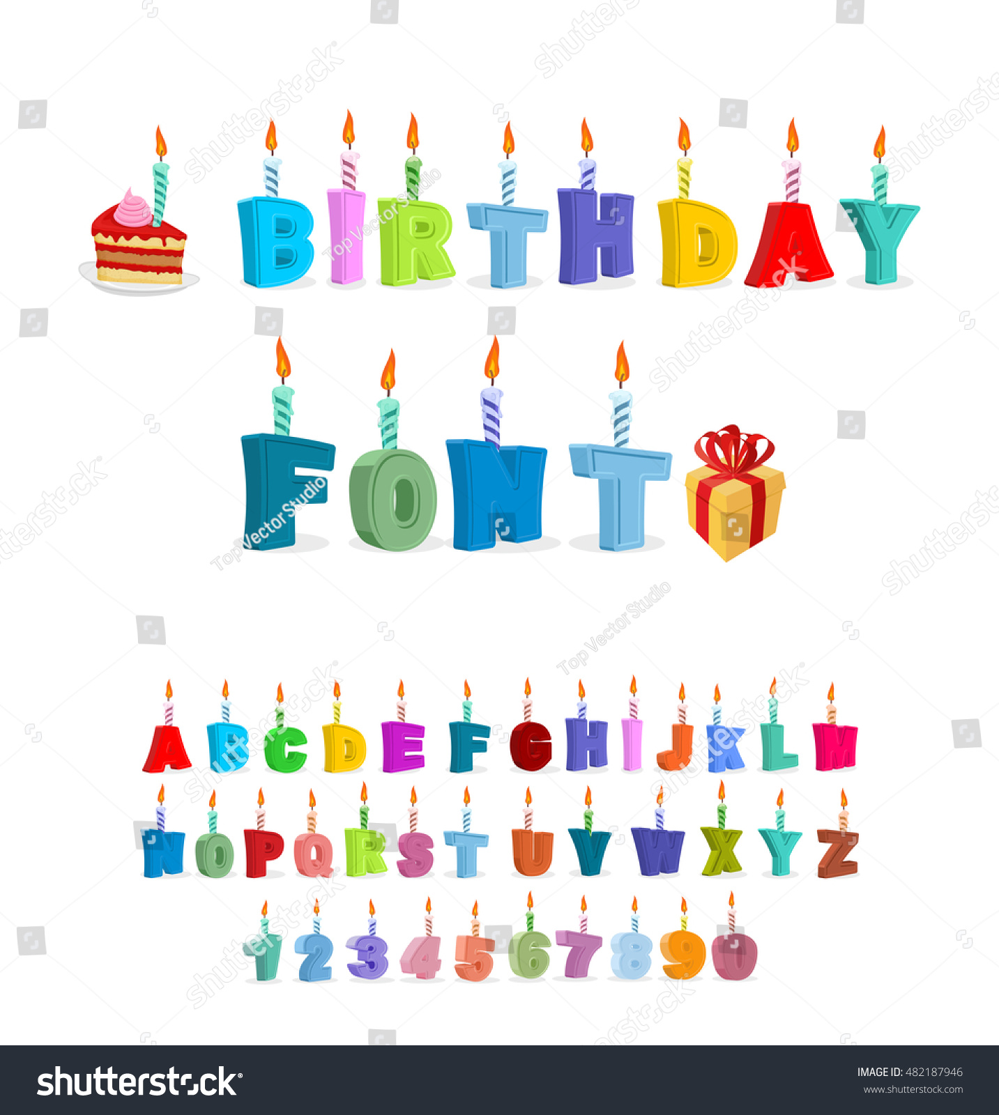SVG of Birthday ABC. holiday font for postcards. letters and candles. Celebratory alphabet
 svg