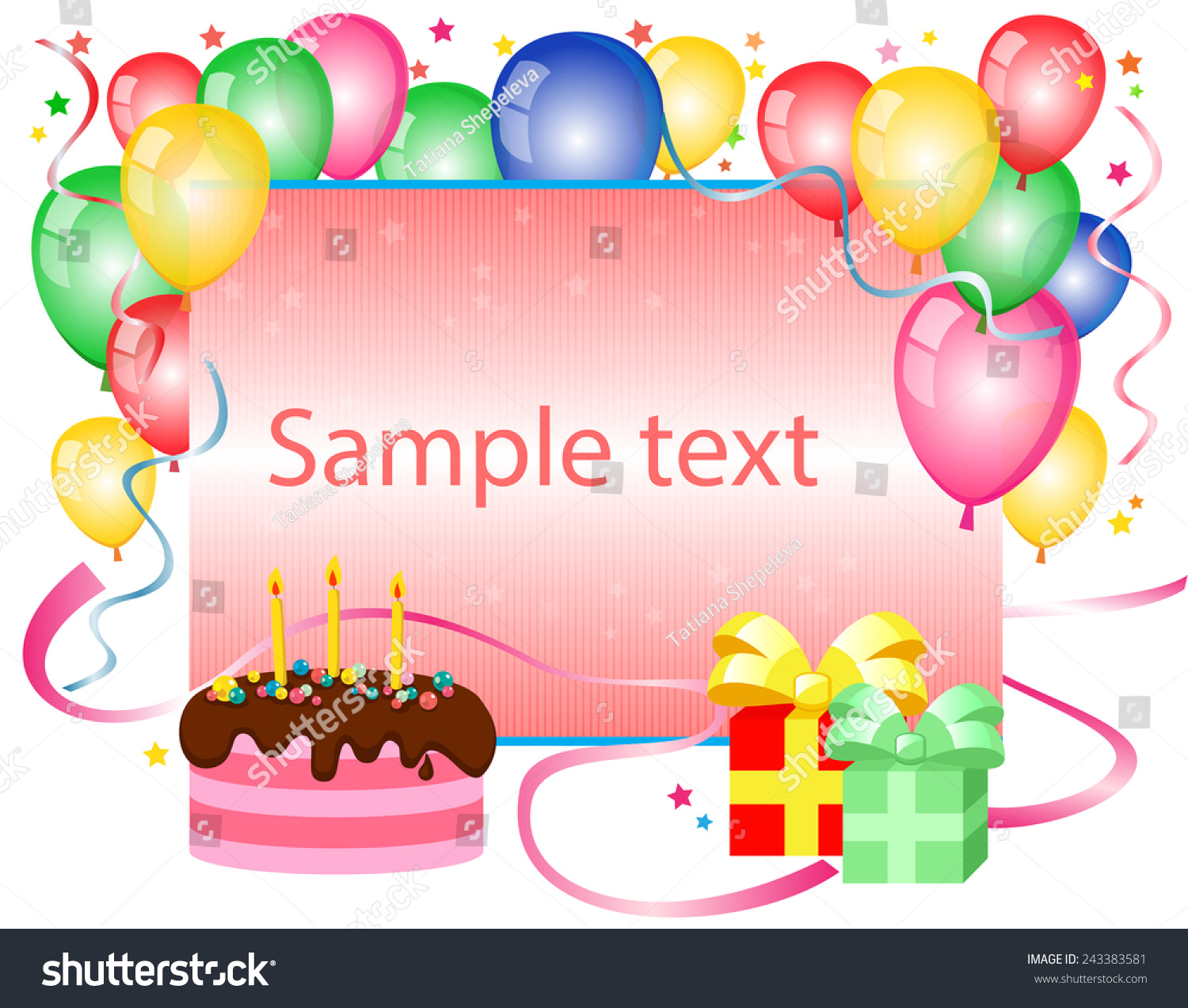 Birthday Background Balloons Place Text Stock Vector 243383581 ...
