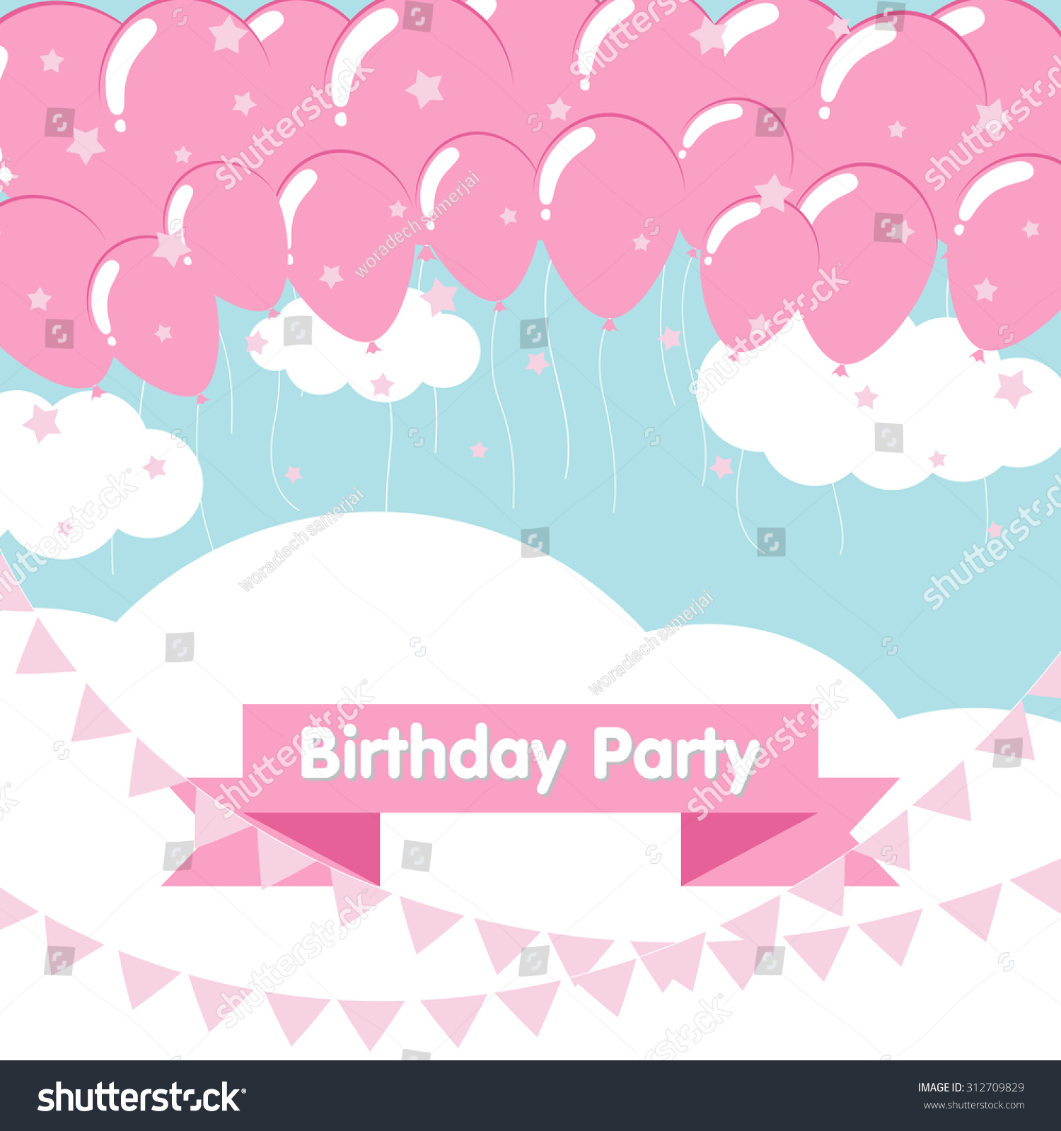 birthday background light pink balloons flat stock vector royalty pink birthday background