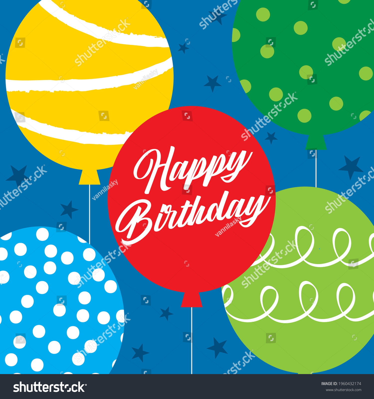 Birthday Balloon Greeting Card Design Stock Vector (Royalty Free ...