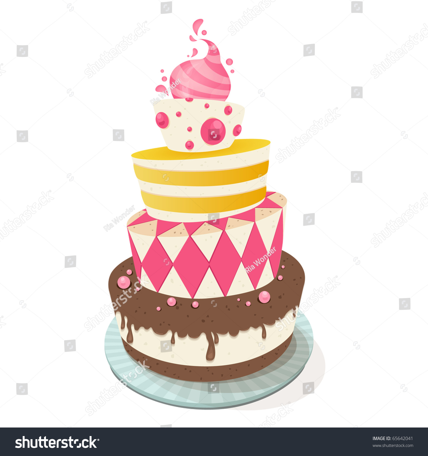 Birthday Cake Stock Vector 65642041 : Shutterstock