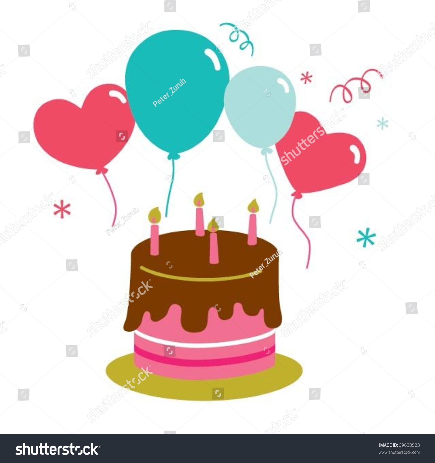 Birthday Cake Balloon Party Vector - 69633523 : Shutterstock