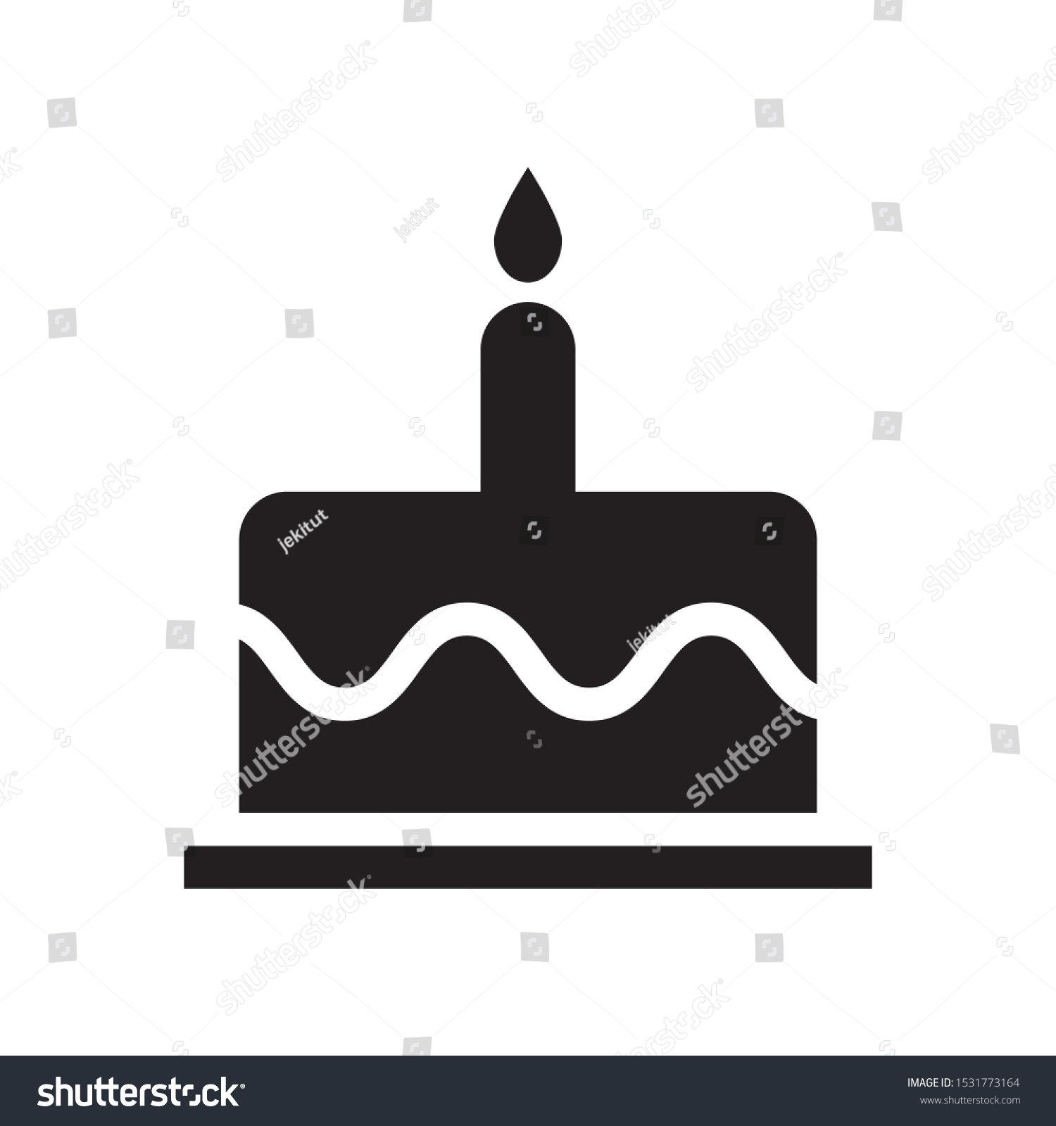 Birthday Cake Icon Vector Symbol Template Stock Vector Royalty Free