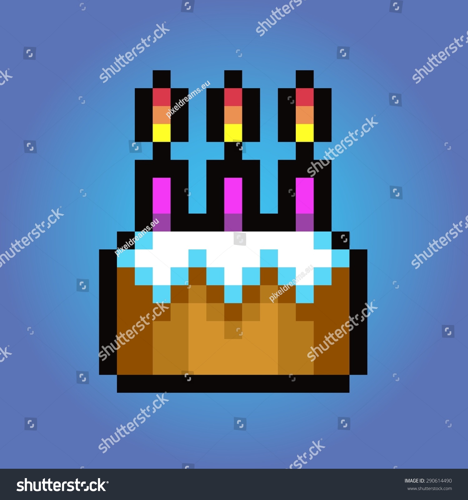 Gateau D Anniversaire Illustration Vectorielle D Art Pixel Image Vectorielle De Stock Libre De Droits