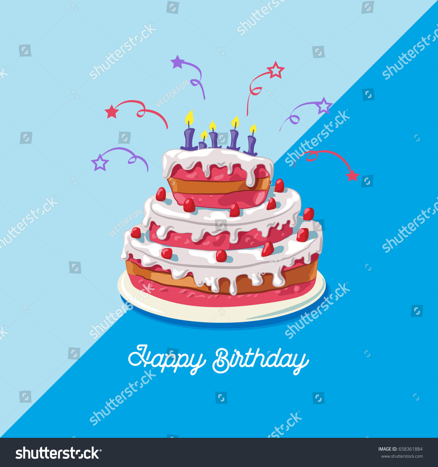 Birthday Cake Vector Illustration Big Sweet Stock Vector Royalty