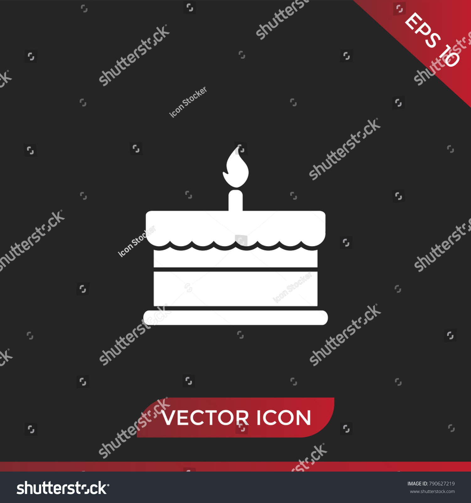 Birthday Cake Candle Icon Vector Stock Vector (Royalty Free) 790627219