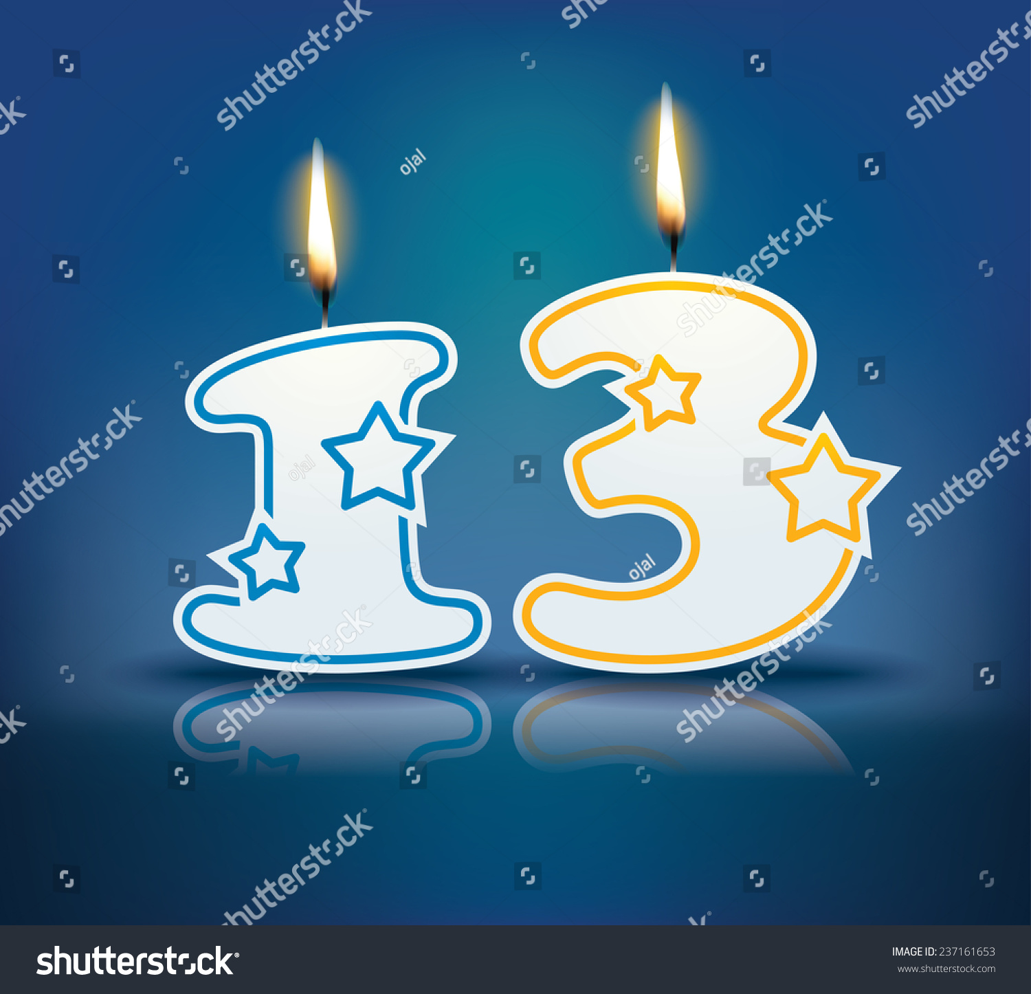 Birthday Candle Number 13 Flame Eps Stock Vector 237161653 - Shutterstock