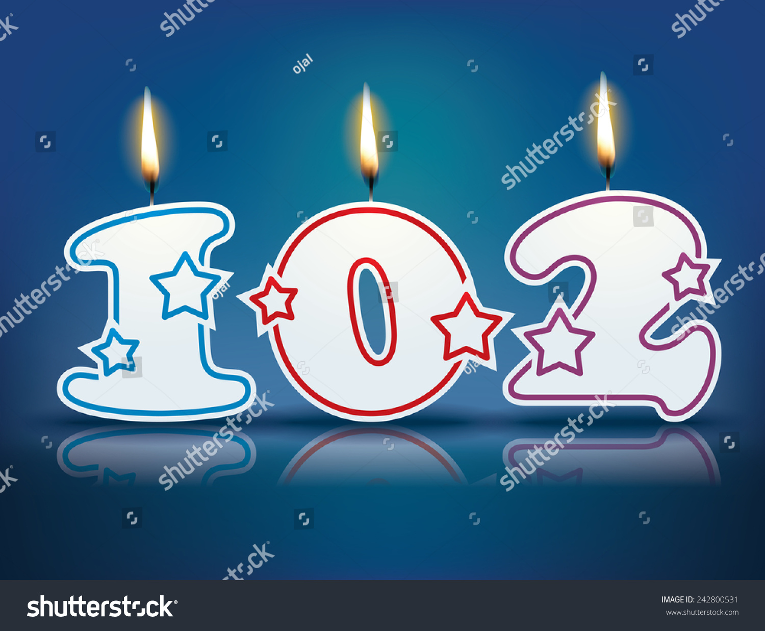 SVG of Birthday candle number 102 with flame - eps 10 vector illustration svg