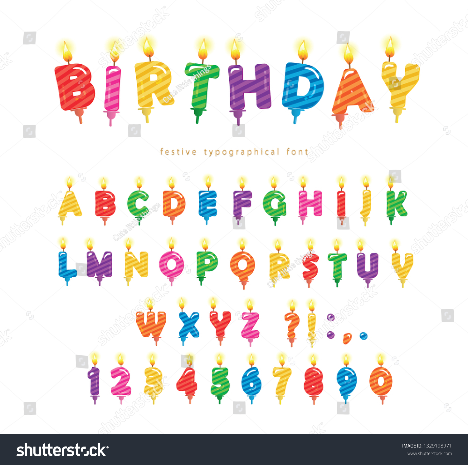 SVG of Birthday candles colorful font design. Bright festive ABC letters and numbers isolated on white. Vector illustration svg
