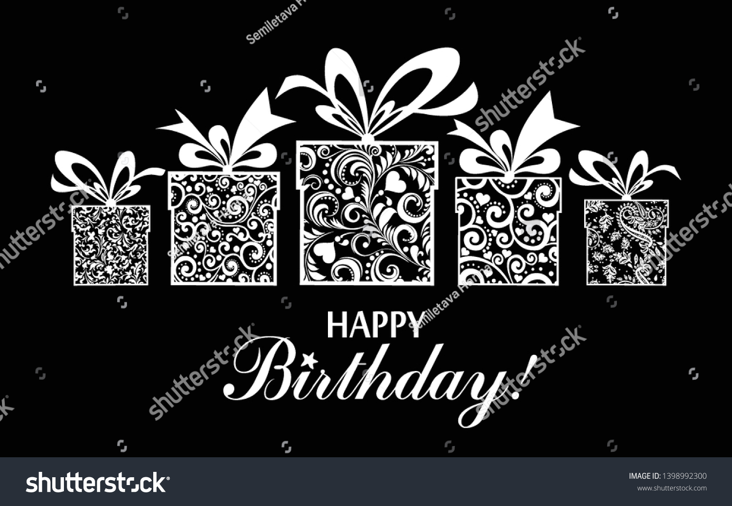 Birthday Card Celebration Black Background White Stock Vector