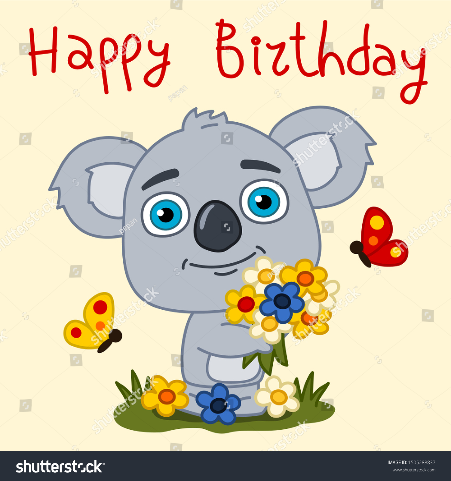 birthday card funny koala bear beautiful stock vector