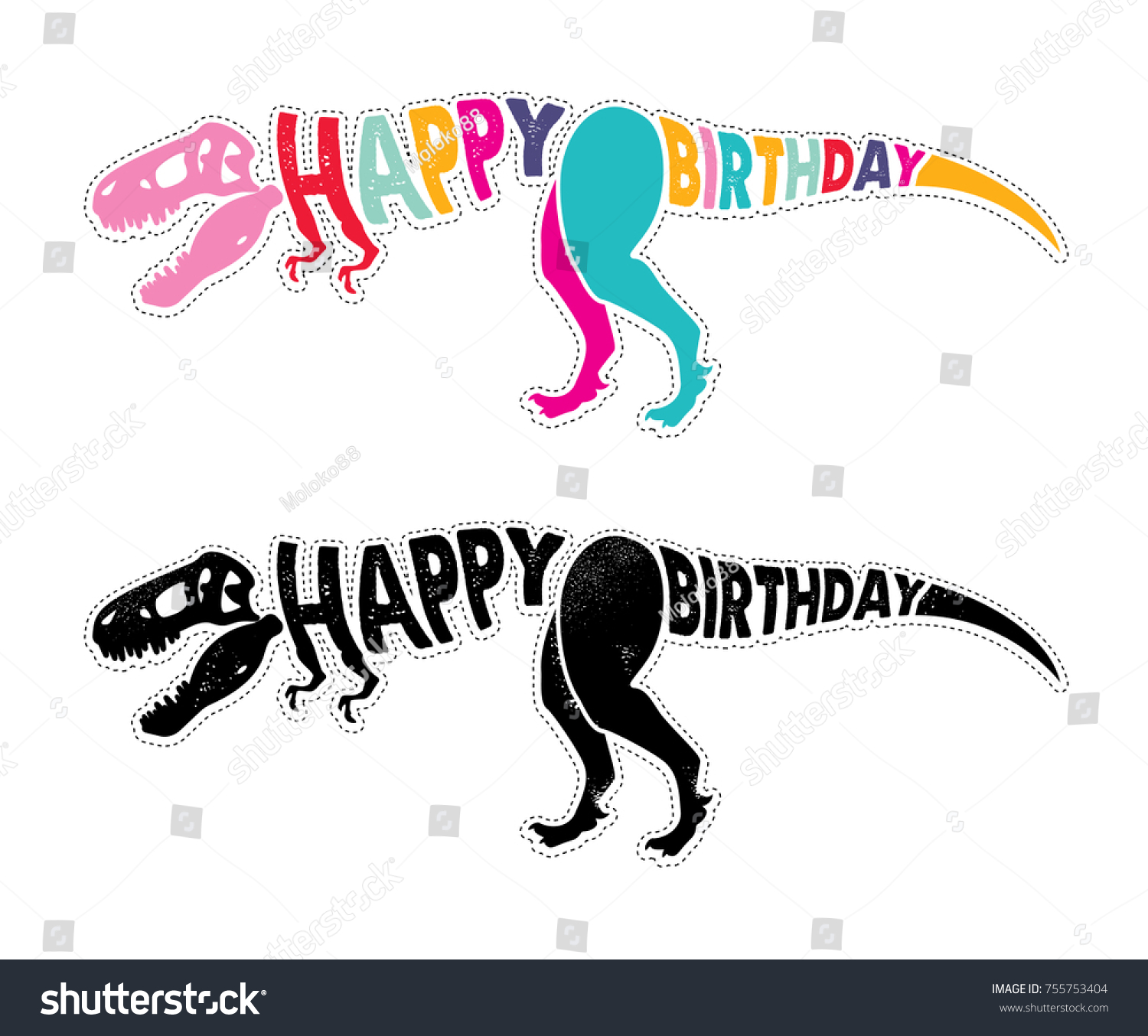 Download Birthday Card Dinosaur Vector Illustration Stock Vector Royalty Free 755753404