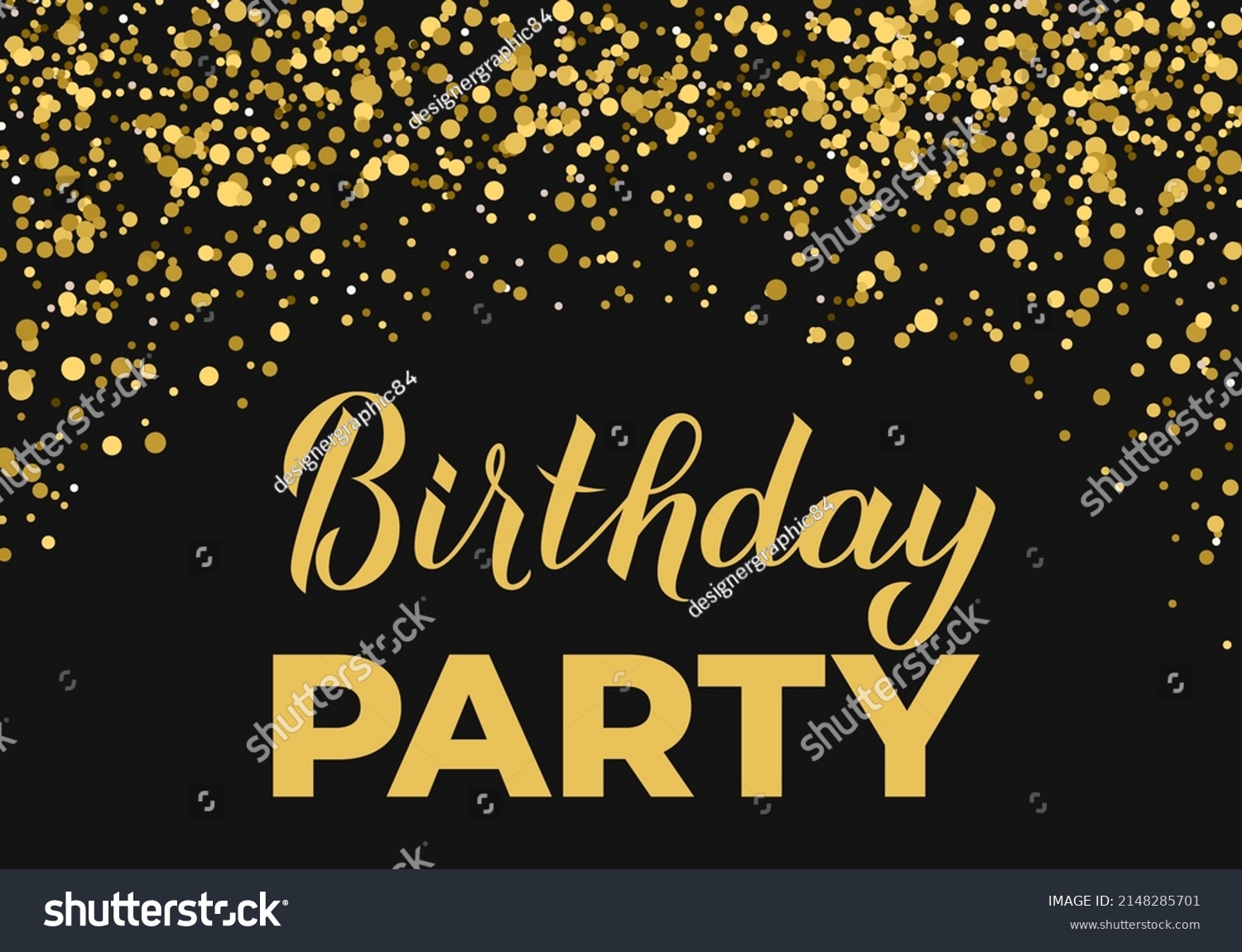 Birthday Celebration Poster Black Gold Confetti Stock Vector (Royalty ...