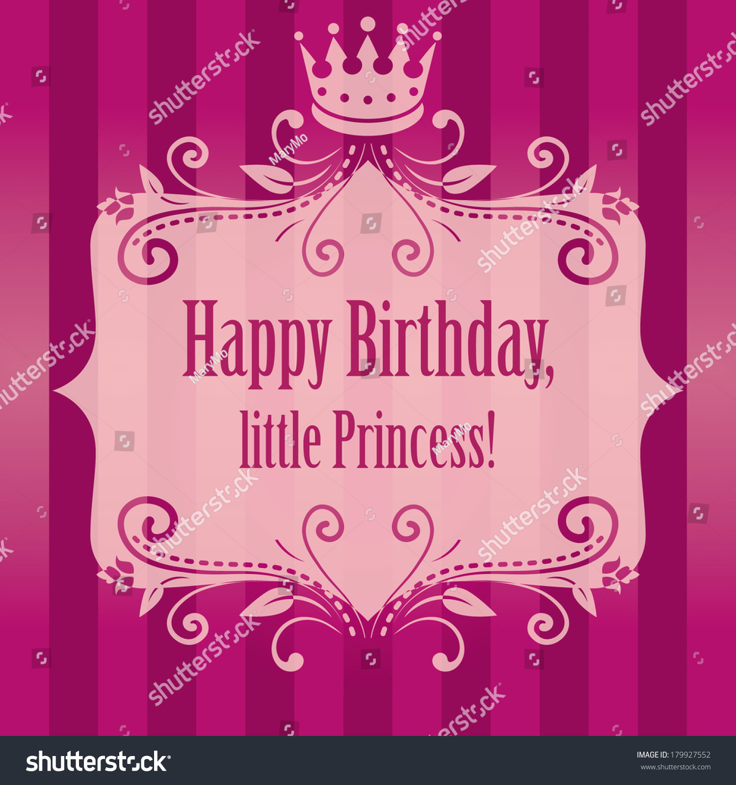 Birthday Cute Bright Pink Purple Striped Stock Vector 179927552 ...