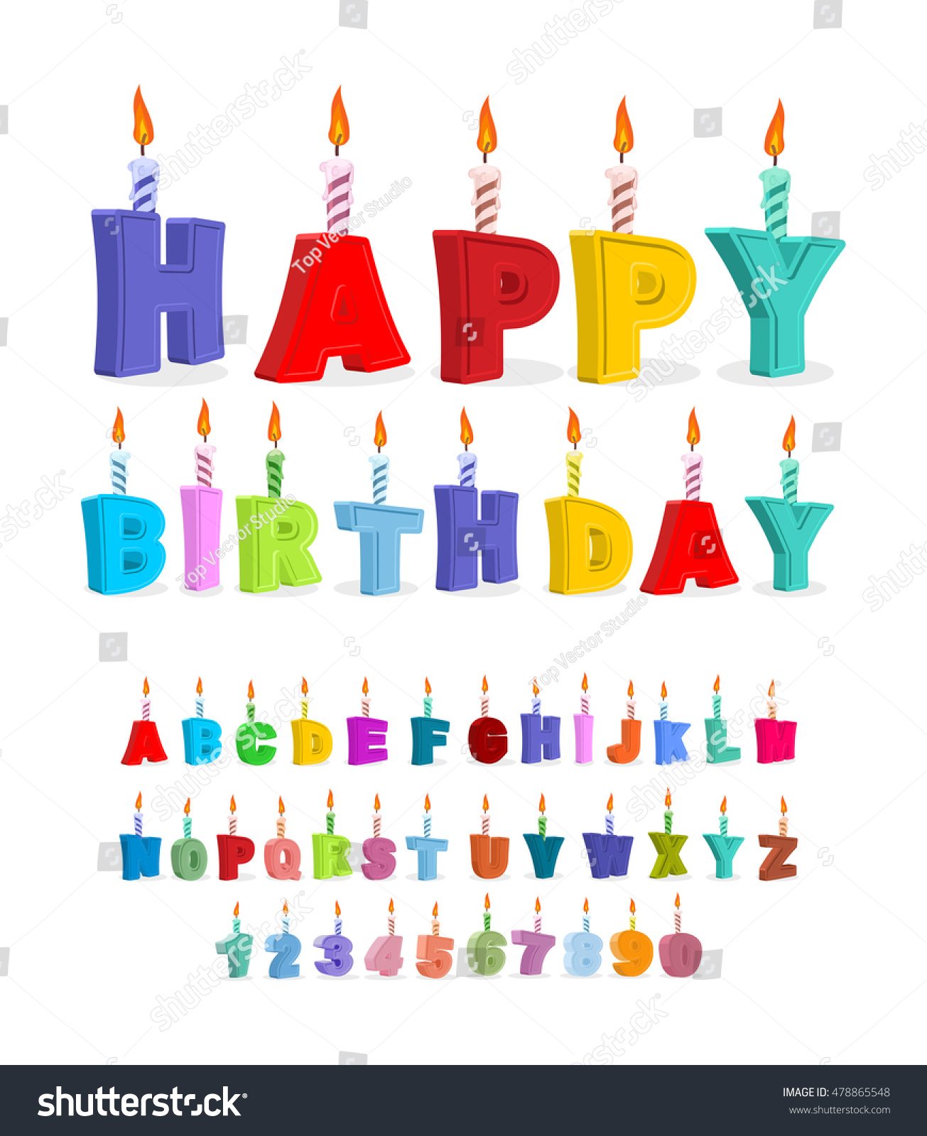SVG of Birthday font. letters and candles. Celebratory alphabet. holiday ABC for postcards svg