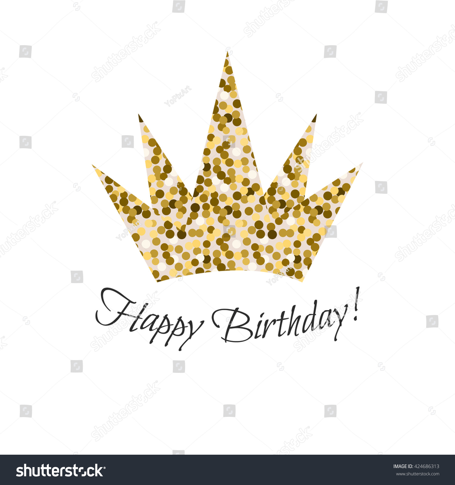 Birthday Glitter Crown Vector Icon Gold Stock Vector 424686313 ...