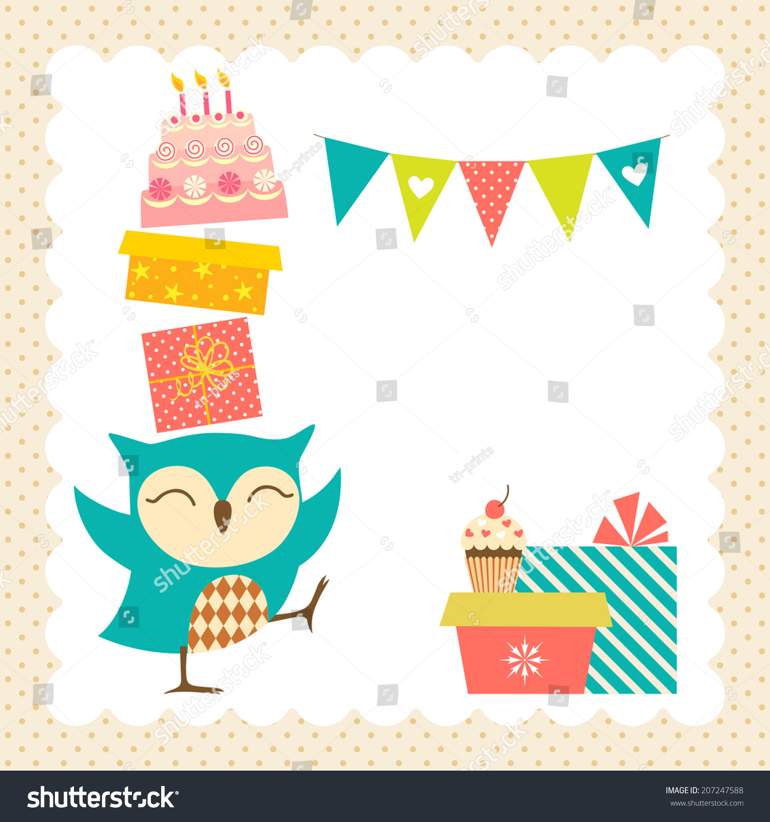 Birthday Greeting Card With Place For Your Text. Stock Vector 207247588 ...