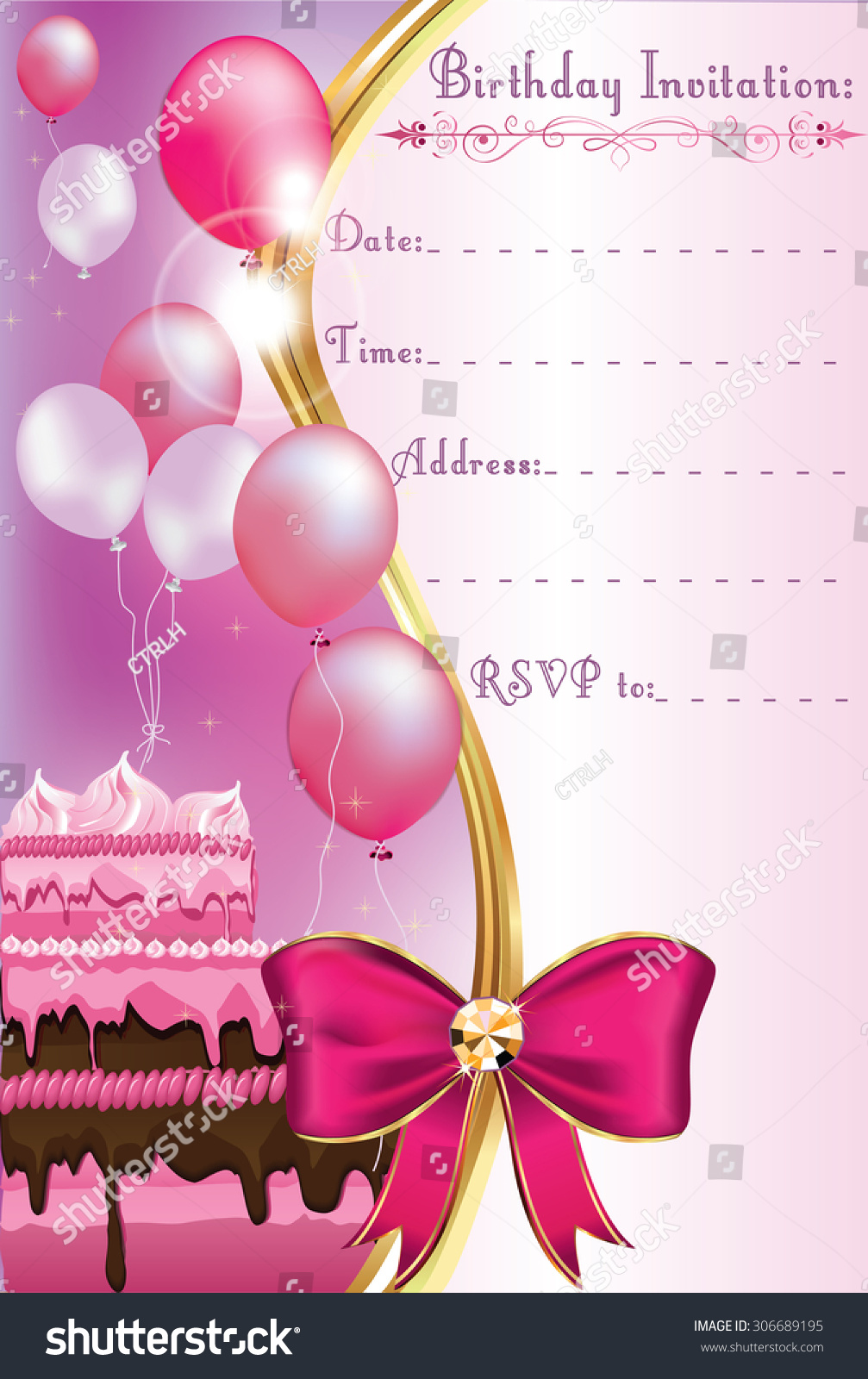 https www shutterstock com image vector birthday invitation card print printable party 306689195