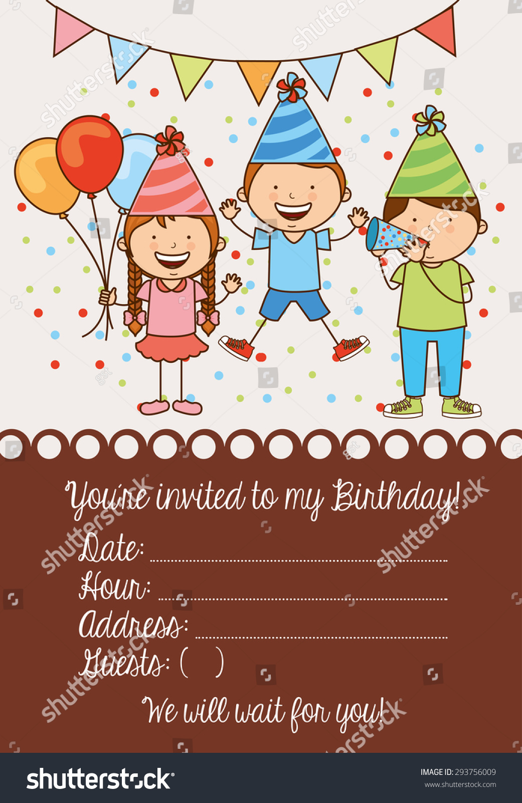 Birthday Invitation Design Vector Illustration Eps10 Stock Vector