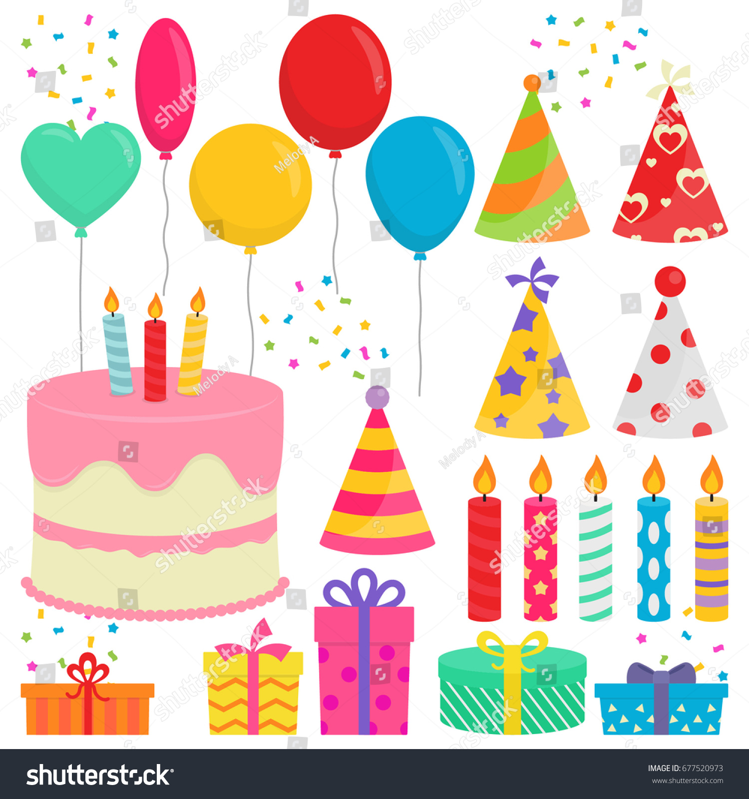 Birthday Party Collection White Background Stock Vector (Royalty Free ...