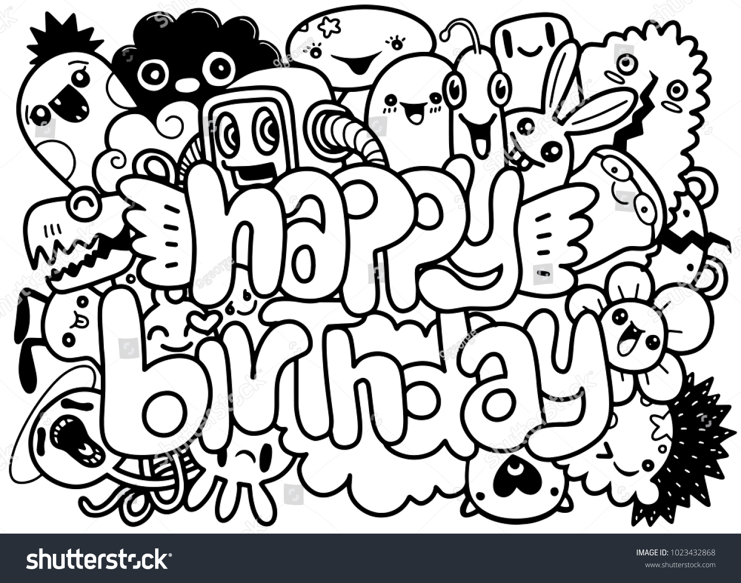 Birthday Party Hand Drawn Doodles Elements Stock Vector Royalty